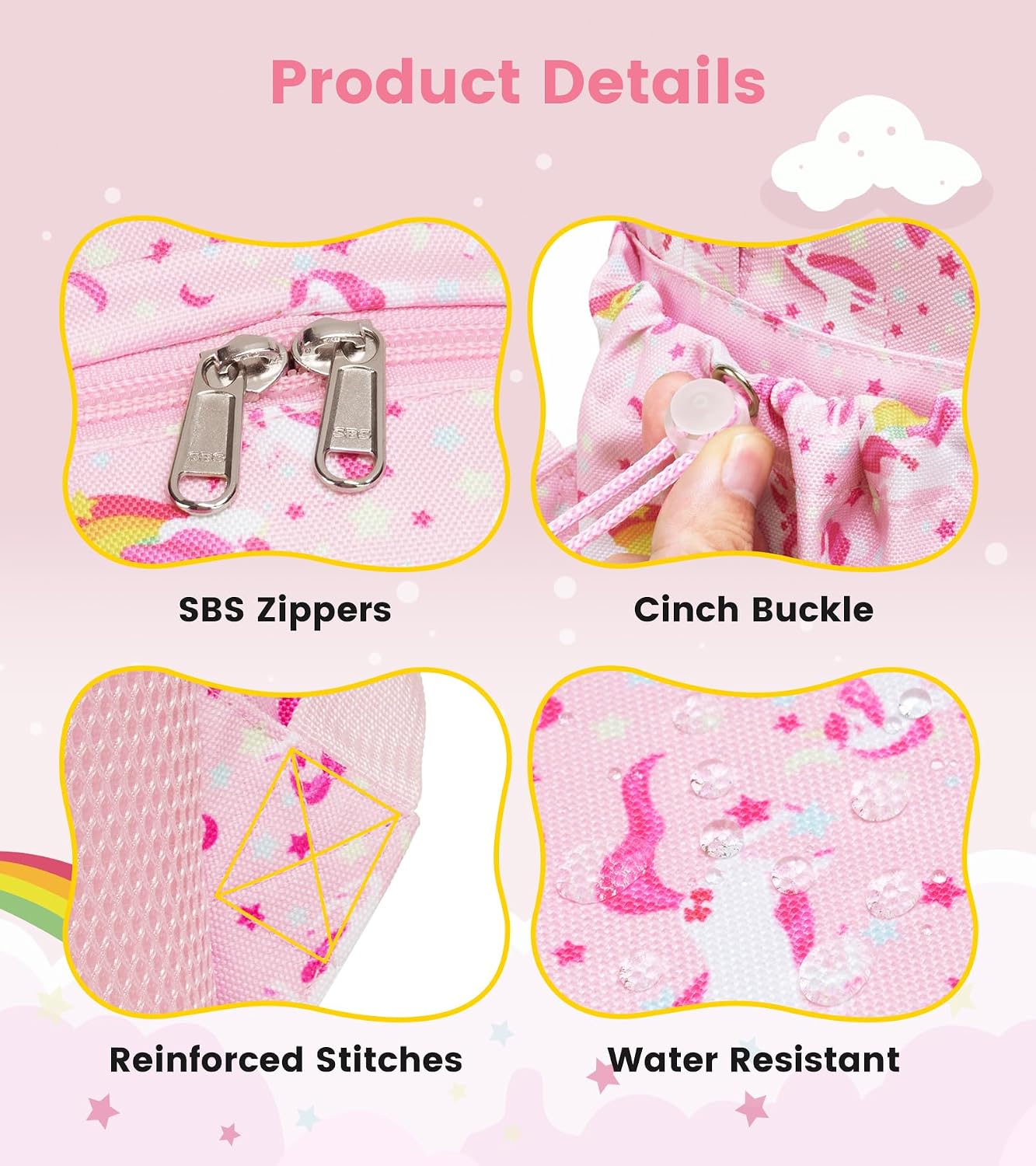 Vorspack Toddler Backpack for Girls - 12 Inch Kids Backpacks for Girls Ages 3-4, Cute Unicorn Bookbag School Bags for Kindergarten, Preschool - Pink