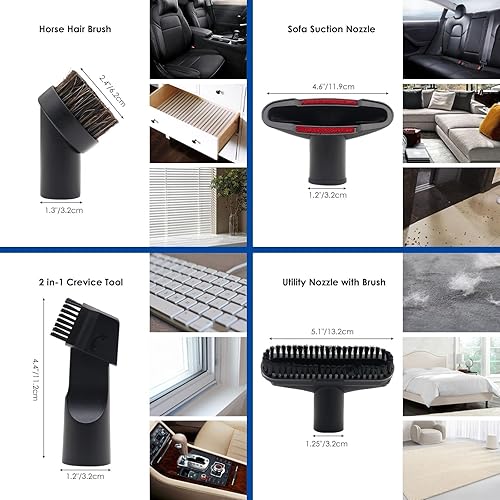 Miniatura 10 de Kit de 14 accesorios universales para aspiradora y cepillos para accesorios de aspiradora y limpieza del hogar, incluye adaptador de manguera de
