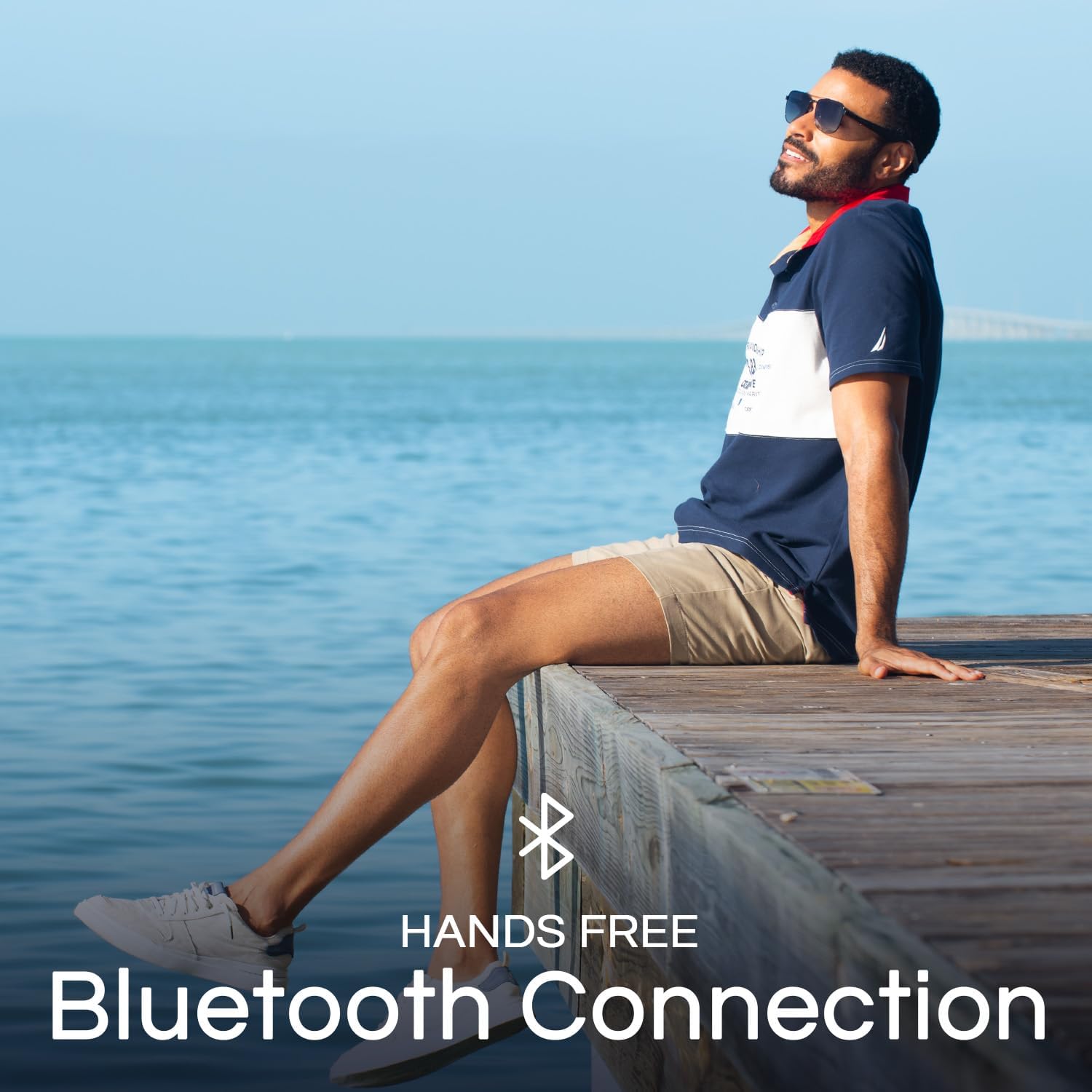 Nautica Corsair Smart Sunglasses for Men & Women - Wireless Smart Glasses with Open Ear Speakers and Microphone, Polarized UV400 Lenses - Black Gradient (Wide)