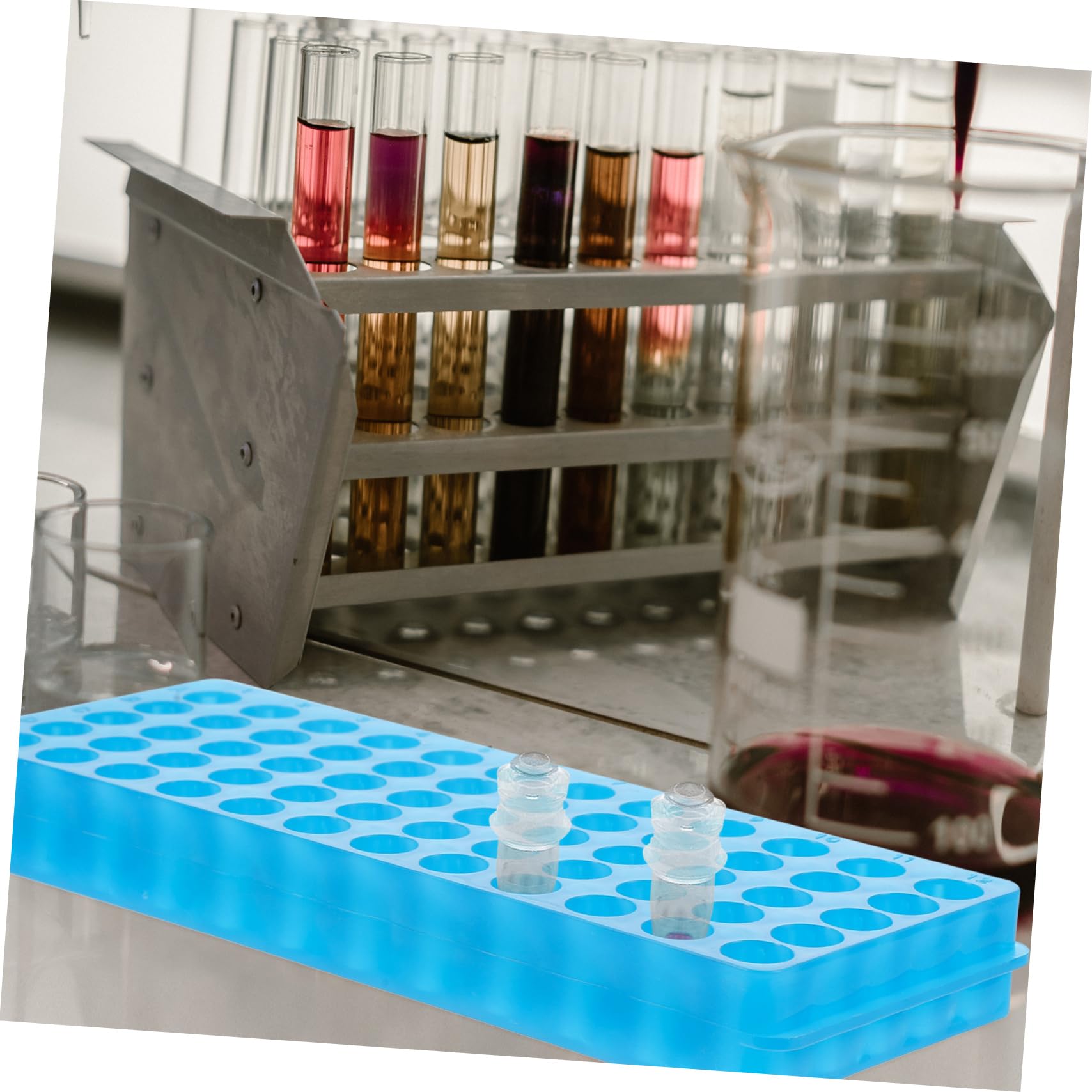 Mobestech 2 Stück Reagenzglasgestell Labor 60 Löcher Zentrifugenröhrchenhalter aus Robustem Material Wiederverwendbar für 0,5 Ml bis 2 Ml Röhrchen Praktischer Organizer für Proben und Laborgebrauch