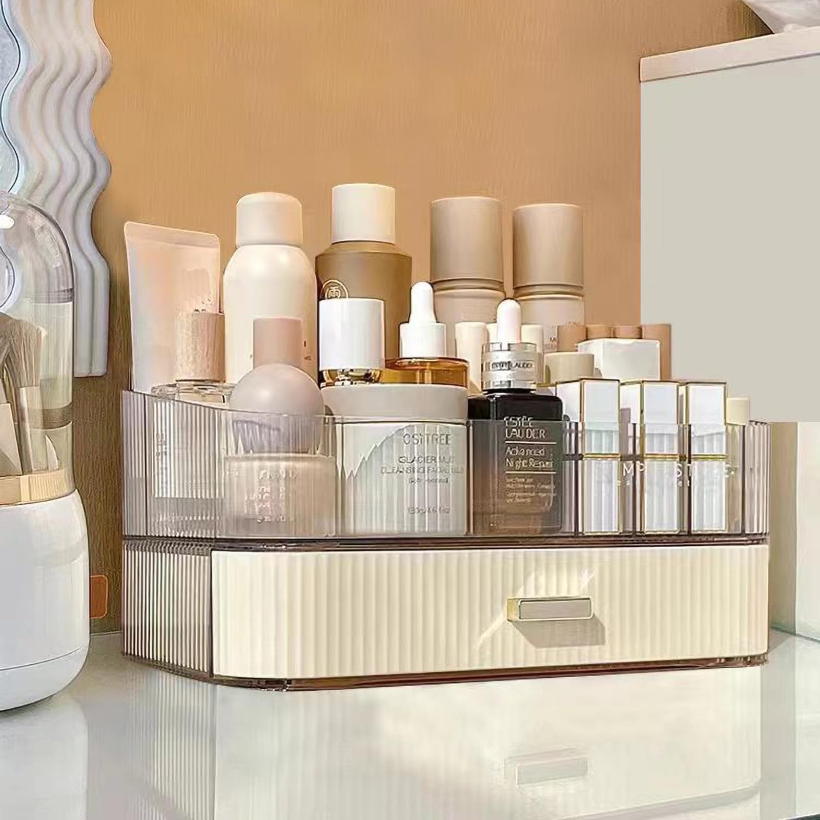 Organizer per trucchi con cassetti impilabili, organizer da bagno e contenitore, ideale per scrivania e comò, ideale per cosmetici, cura della pelle, rossetti, cura delle unghie, crema