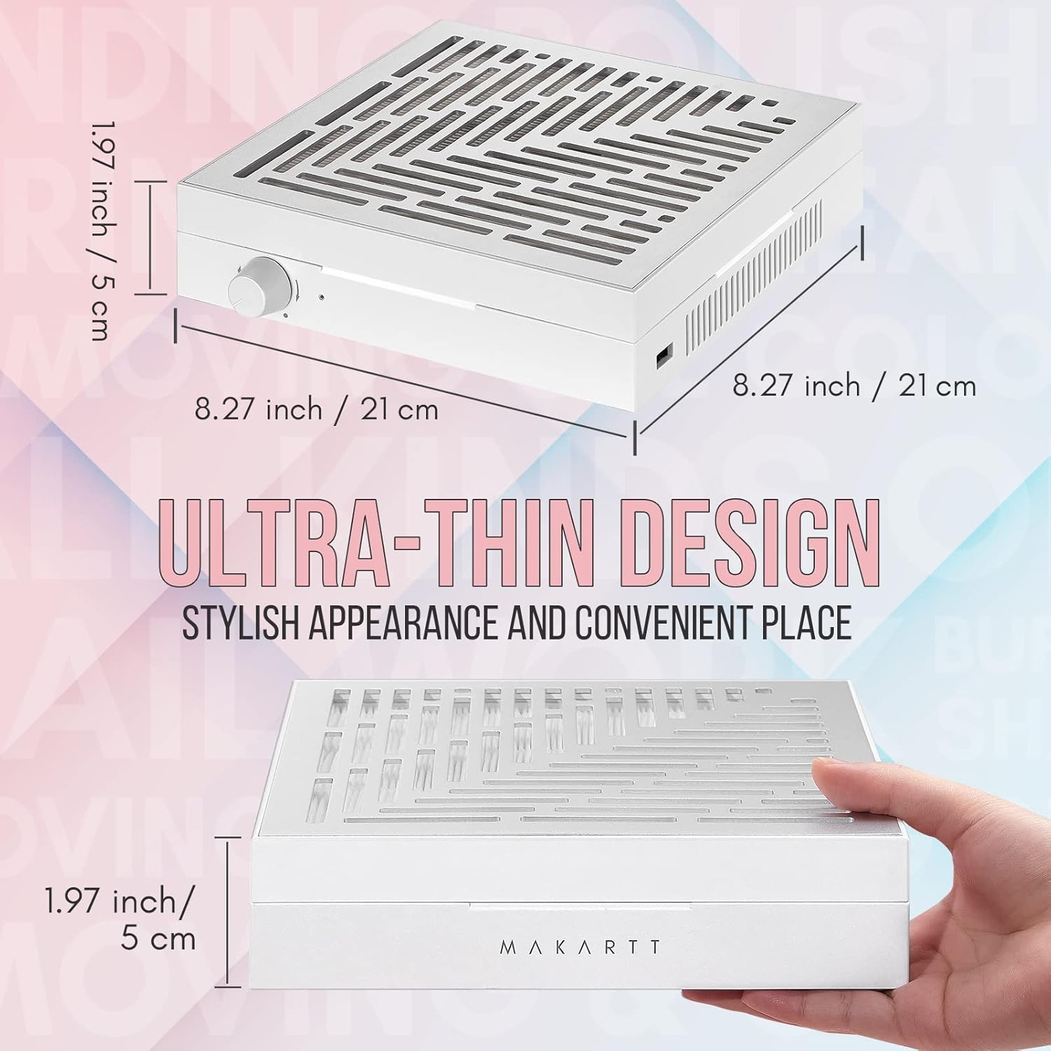 Makartt Rechargeable Nail Dust Collector Machine Ultra Thin Cordless Nail Vacuum Dust Collector Bundle With 5 in 1 Nail Drill Bits, 3/32" Shank Tungsten Carbide Tapered Drill Bits