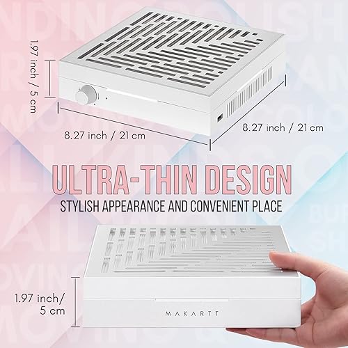 Miniatura 2 de Makartt Máquina recolectora de polvo de uñas recargable, paquete de colector de polvo de vacío de uñas inalámbrico ultrafino con 7 piezas de carburo