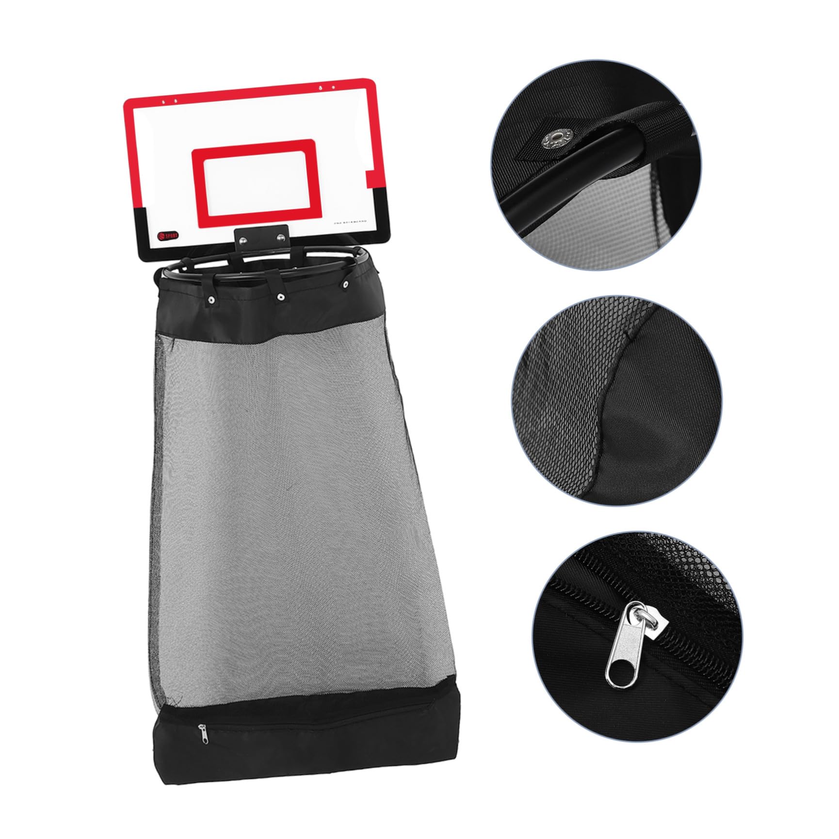 DOITOOL Türhängender Basketball Wäschekorb mit Reißverschluss, Rot | Acryl Rückwand, Universalhaken, 106x40x33cm, Glatte Kanten, für Zuhause und Bad