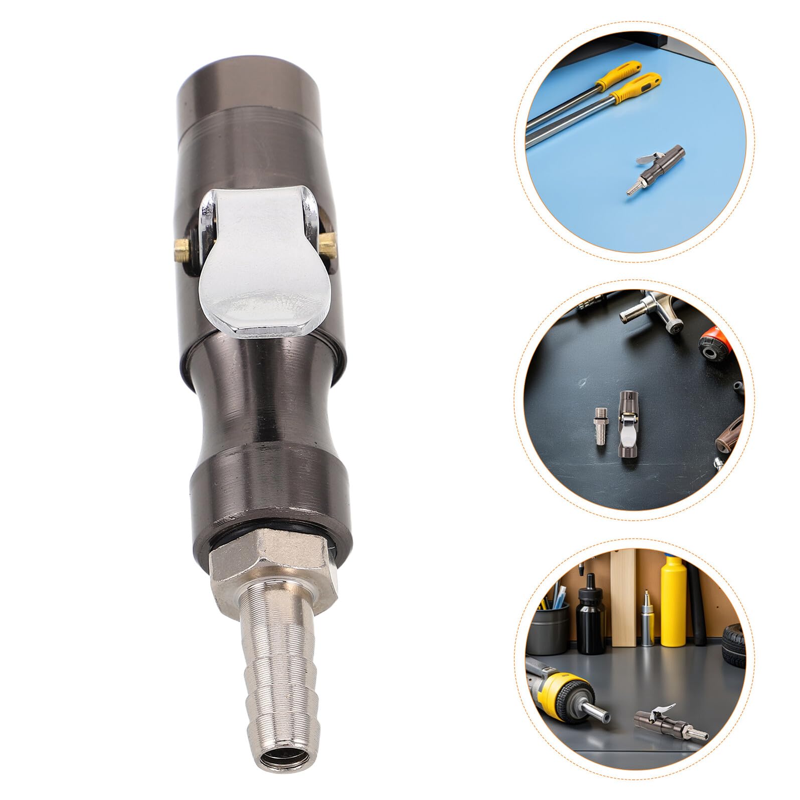 Boquilla de Inflado para Manómetro de Presión de Aire Adaptador de Bloqueo para Neumáticos Material Resistente Negro Compatible Compresores Uso en Coches y Motocicletas 1