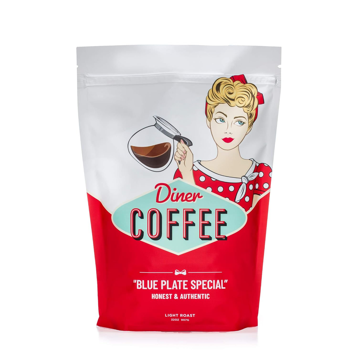Diner Coffee-Roasted House Blend Fresh from the Roaster - Classic Old-Fashioned Flavor, Extra Smooth Brewed Taste, and Full-Body Aroma - Daily Brew Essential Pack (Light Roast, 32 Ounce Ground)