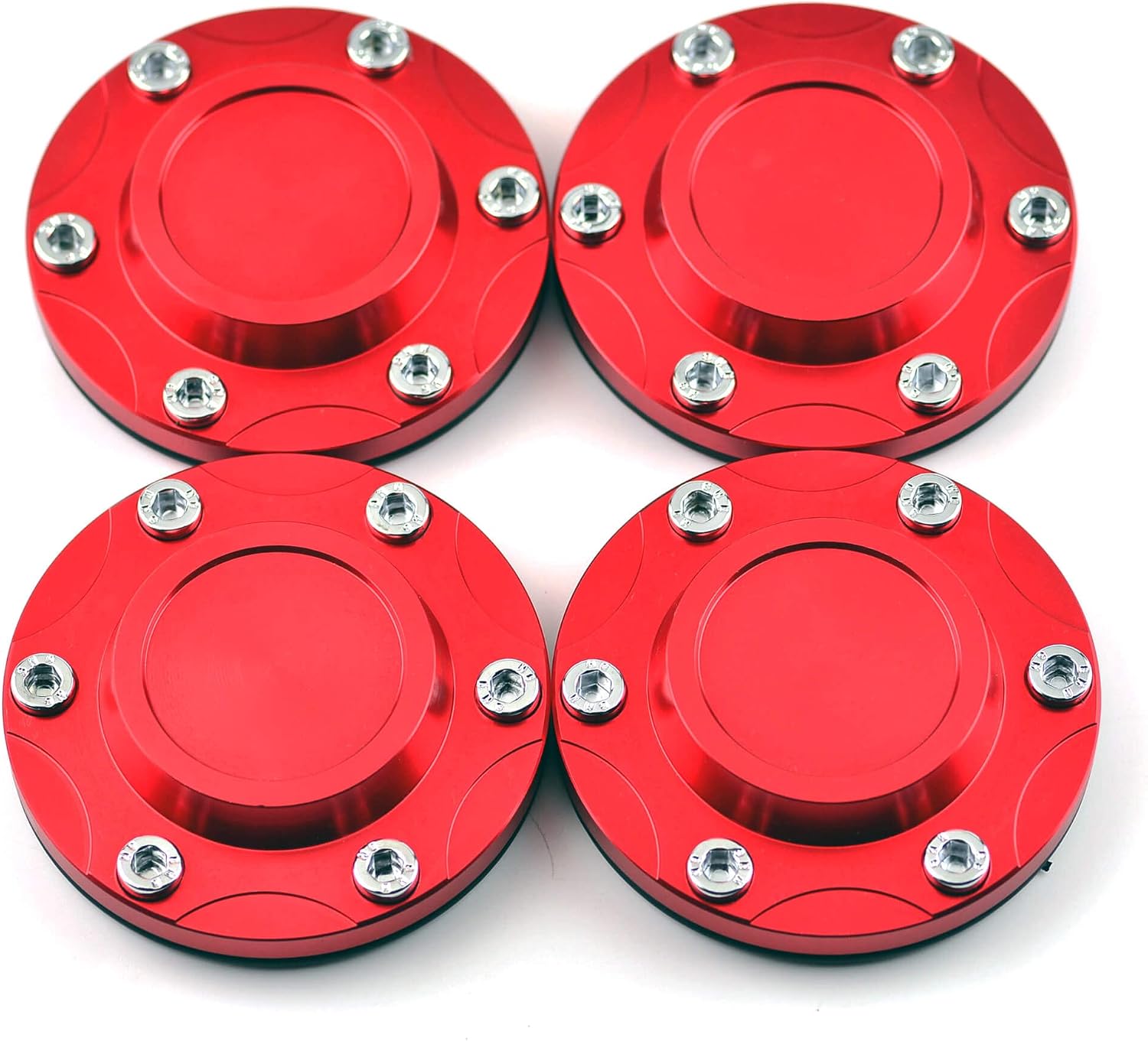 99mm Wheel Center caps | Universal Center Hubcaps |4 Pack Red Center Cover Replacement