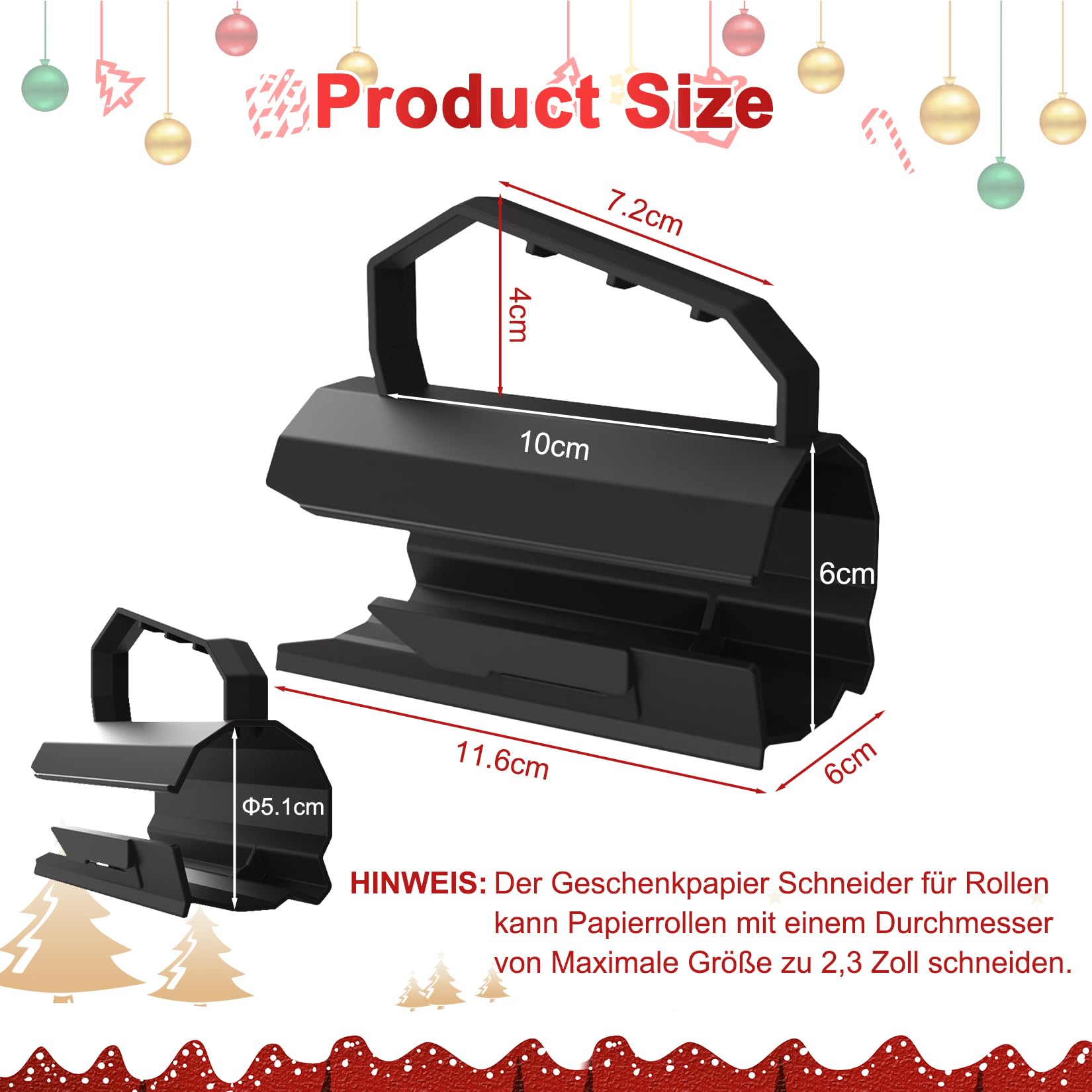 Forhandy Geschenkpapier Schneider Mit Griff - Tragbarer Rollenschneider Für Weihnachten & Geburtstage