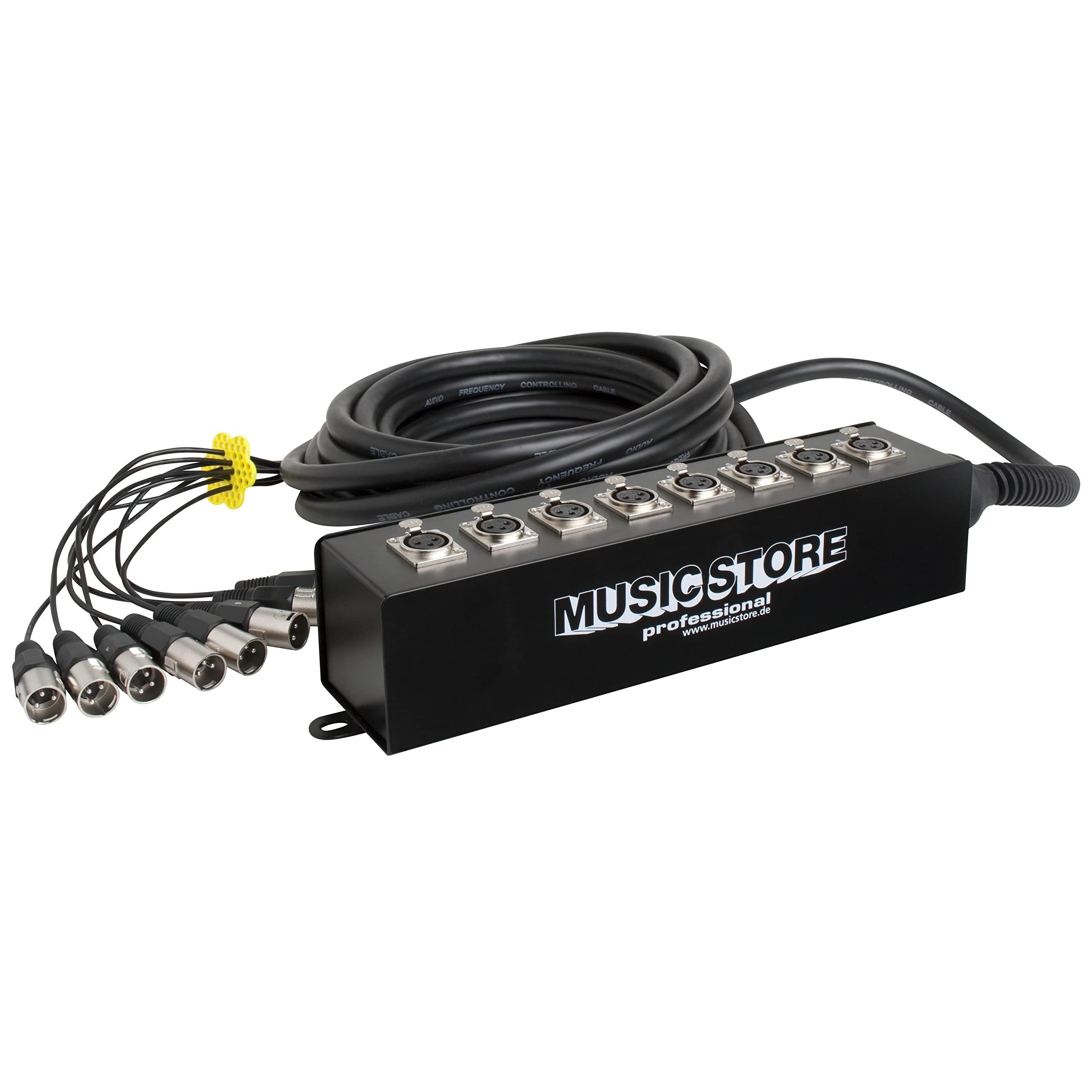 MUSIC STORE Multicore 8xXLR, 10m, Professionelles Multicore-Kabel, 8 XLR-Leitungen, Stabile Stagebox
