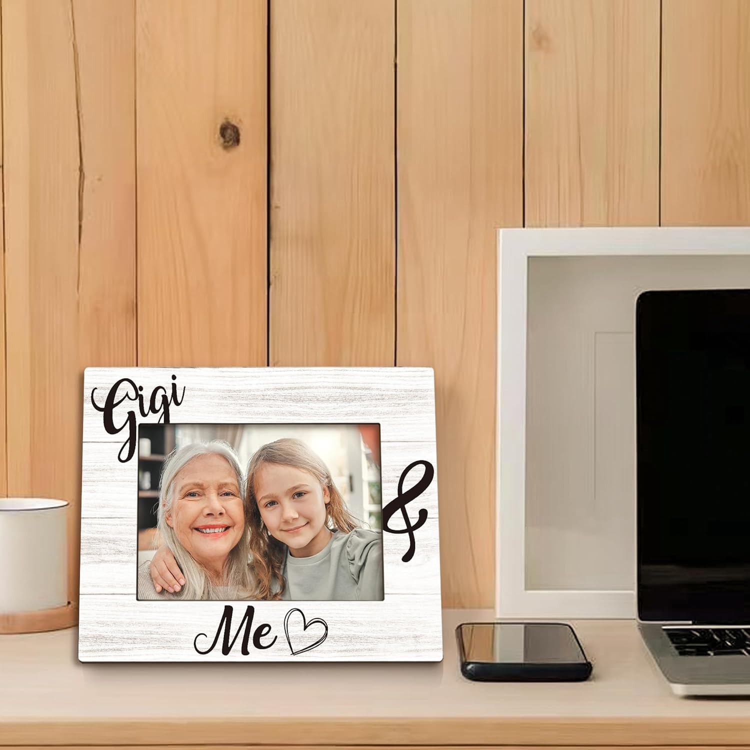 Gigi Gifts Picture Frame 5x7, Gigis Photo Frame, Christmas Mothers Day Birthday Gifts for Gigis Grandma from Grandkids, Gigi and Me Wooden Picture Photo Frames for Desk Home Room Decor - Image 3