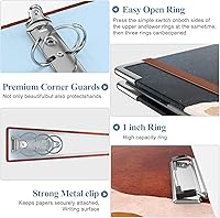 Vista 5 de Carpeta de 3 anillas, carpeta de anillos redondos de 1 pulgada con portapapeles, pestañas divisoras, fundas de bolsa con cremallera de PVC