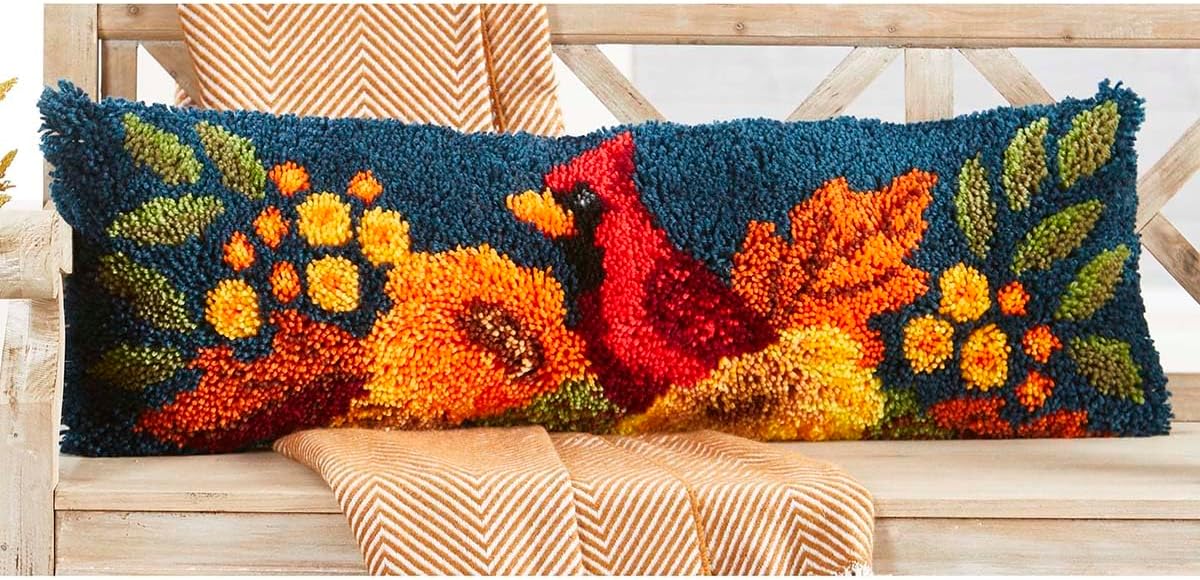 Herrschners Fall Splendor Bench Pillow Latch Hook Kit