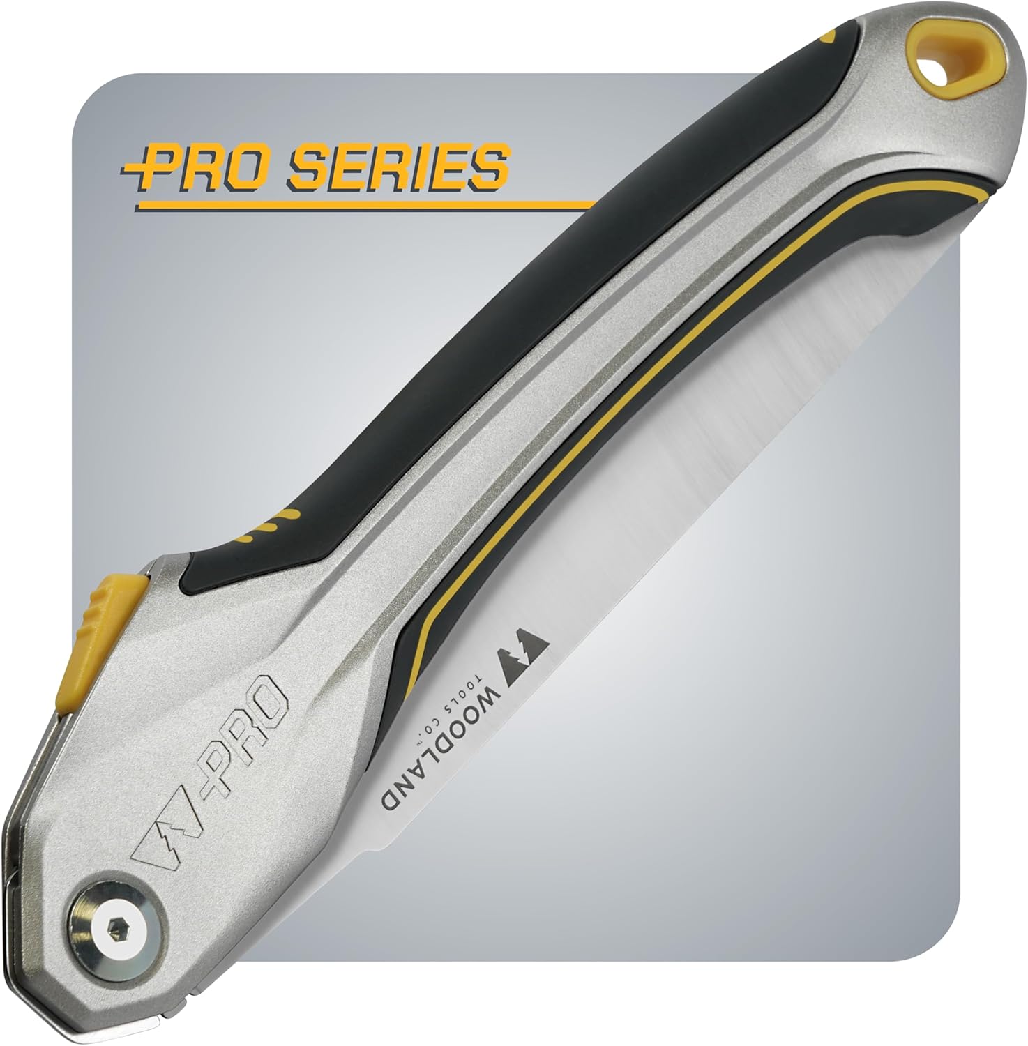 Woodland Tools Co. Pro Series 12" Folding Pruning Saw - Professional Taper Ground 7 TPI Blade - Heavy Duty Aluminum Handle with 2 Locking Positions - For Camping, Landscaping & Arborist Work