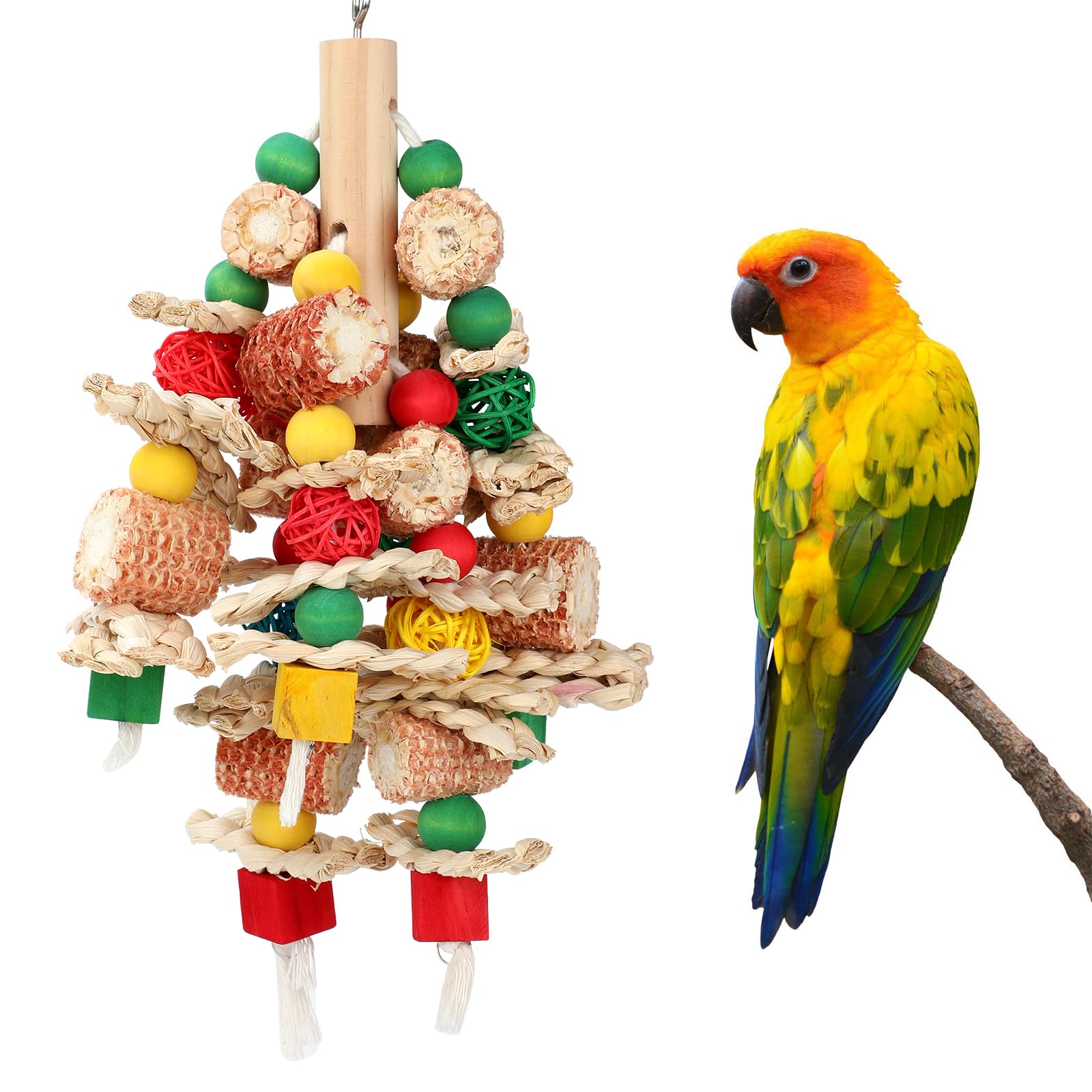 Rypet Wood Bird Chewing Toys for Cage Wall, Wooden Bird Cage Toy for Helping to Trim Beak, Birds Toys Parrot Toy for African Grey Parrots Cockatoos