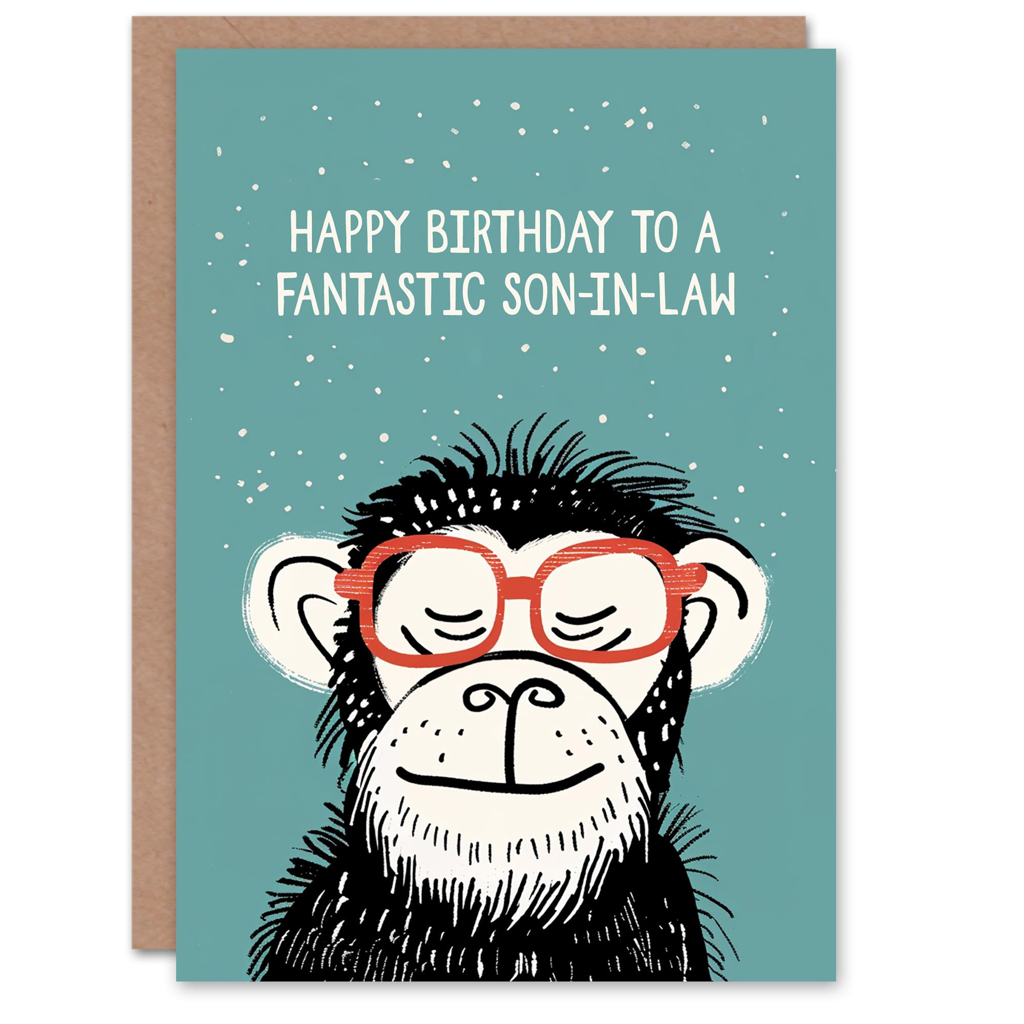 Artery8 Happy Birthday Card to a Fantastic Son-in-Law Cheeky Chimp Nerd Chimpanzee Monkey
