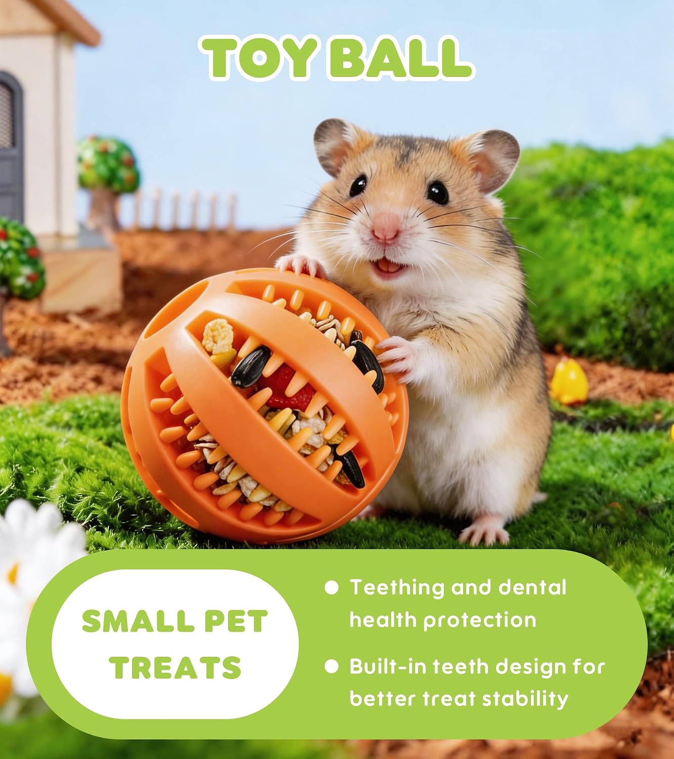 Natural Hamster Chew Toys,Hamster Foraging Ball Educational Toy,Slow Feeder Rat Enrichment Toy for Dwarf Hamsters,Syrian Hamsters,Guinea Pigs,Hamster Ball（2PCS）