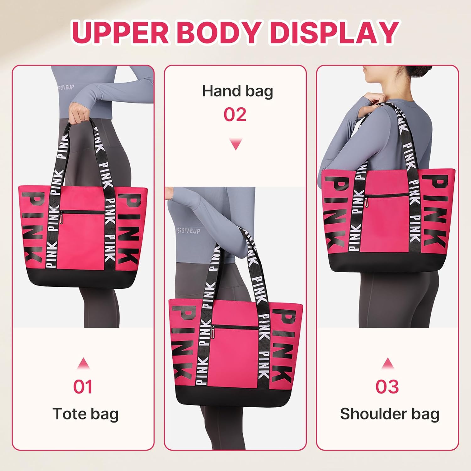 Travel Tote Bag for Women, Large Waterproof Beach Bag for Daily | Large, Waterproof, for Daily - Image 8