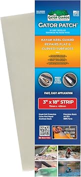 Gator Patch Kayak Keel Guard - Strip Form - Protects and Repairs Vulnerable Kayak Keel Contact Points - DIY Installation - Prep, Peel and Stick - Easy to Use - USA Made