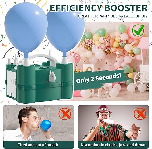 Miniatura 4 de Bomba de aire eléctrica 3 en 1 para todos los globos e inflables, puertos de inflado triples para inflado de globos de látex de 260q de papel de