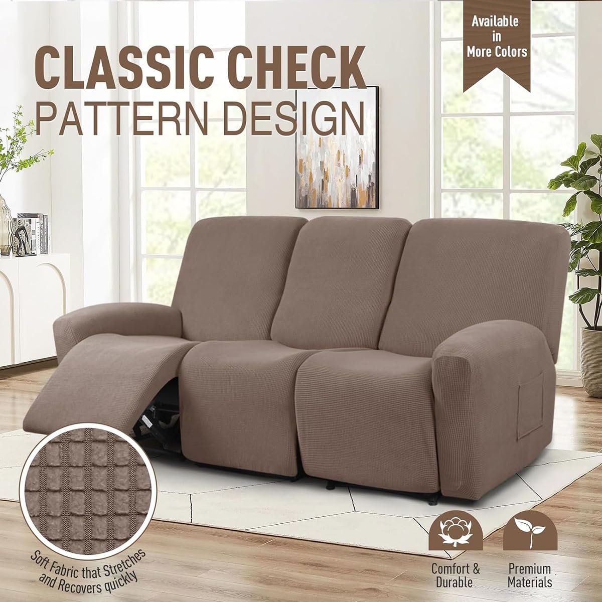 Copridivano Relax Reclinabile Elasticizzato 1/2/3 Posti, Copripoltrona Relax Reclinabile Universale con Tasche, 6-Pezzi Fodera per Poltrona Lavabile, Coperture per Divano da Massaggio Lavabile ( Color