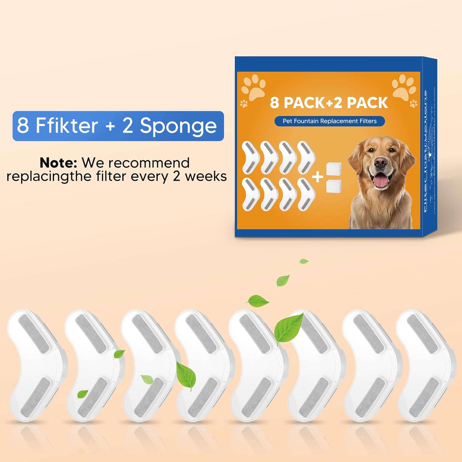 Dog Water Fountain Filters - 8 Packs Replacement Filters & 2 Sponges for Large Dog Fountain, Wireless - Image 5