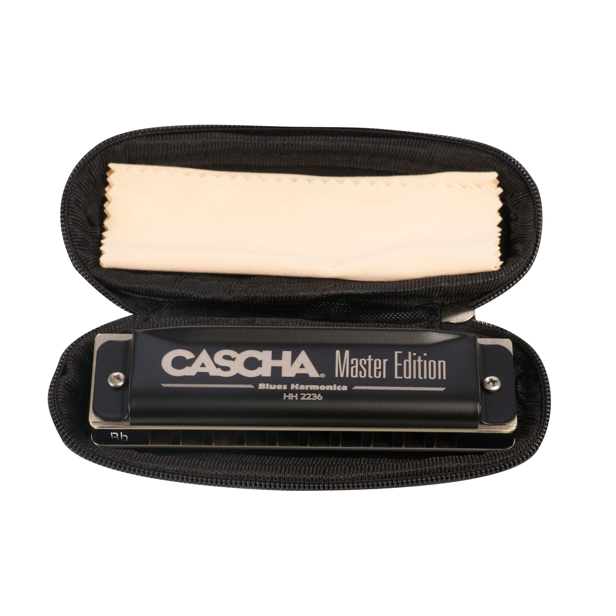 CASCHA Master Edition Blues Harmonica, hochwertige Mundharmonika in Bb-Dur mit Soft Case und Pflegetuch, Blues Organ