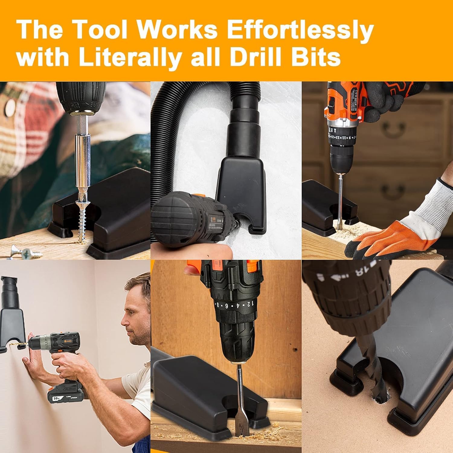 GLIVE (LABEL) Drill Dust Collector for Projects with Power Drills - Traps Dust Drill - Pocket-Sized Drill Bit Set Accessory - No Extractor Vacuum Necessary Dust Catcher Tools 3
