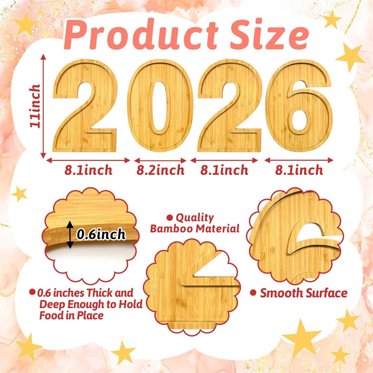 4 PCS 2026 Charcuterie Boards Wooden Numbers Graduation Fillable Boxes Reusable Senior 2026 Serving Tray for Party Centerpieces Decoration Fruits Cheese Board Platter for Wedding Grad Tabletop Supply