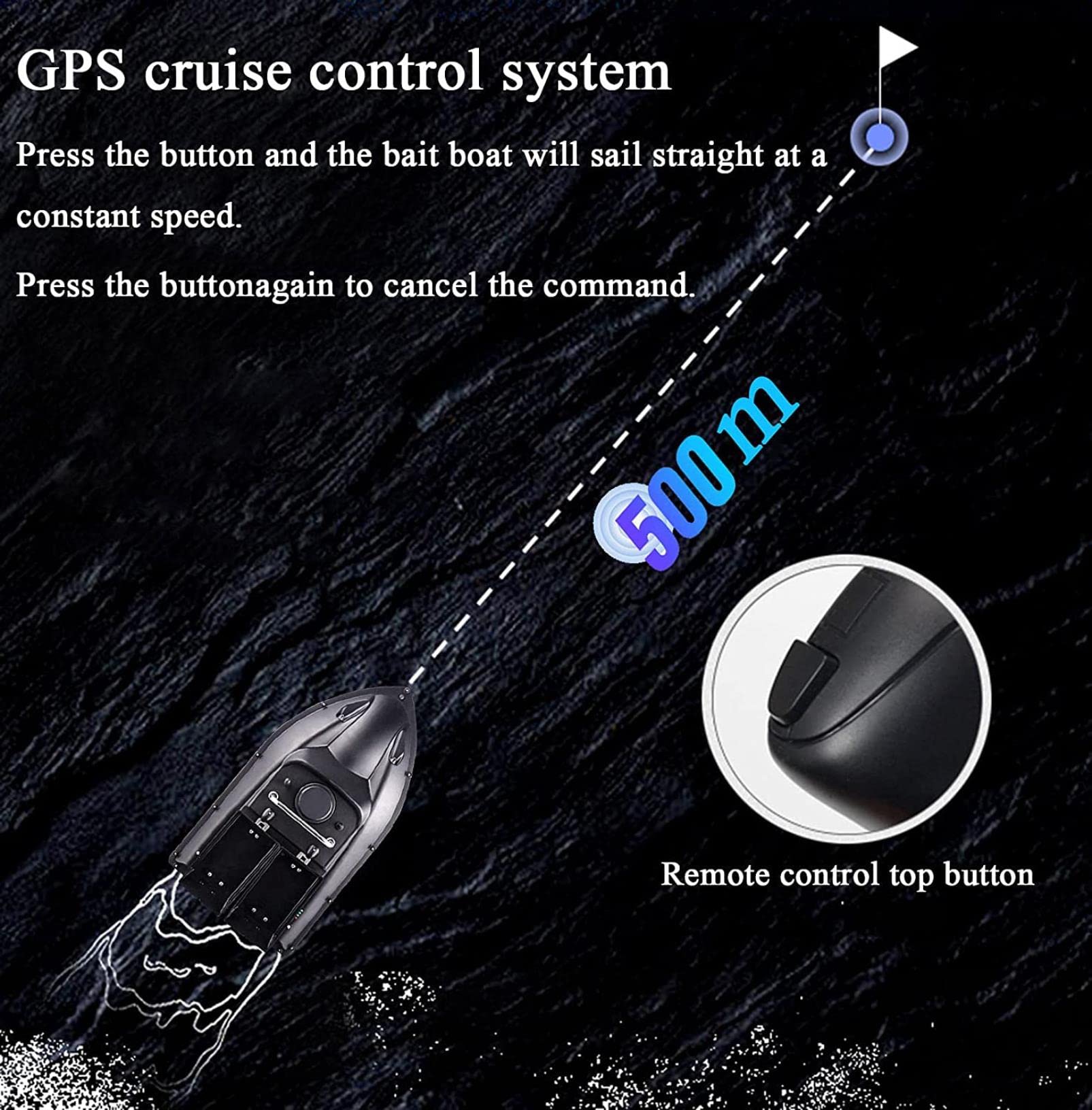 Barco Cebador Pesca, Barco Teledirigido de Pesca, Barco Cebador Carpfishing con Motores Duales y Bolsa de Almacenamiento, Crucero de Control Remoto de 500 M, Batería de 9600mAh, Carga 2 KG