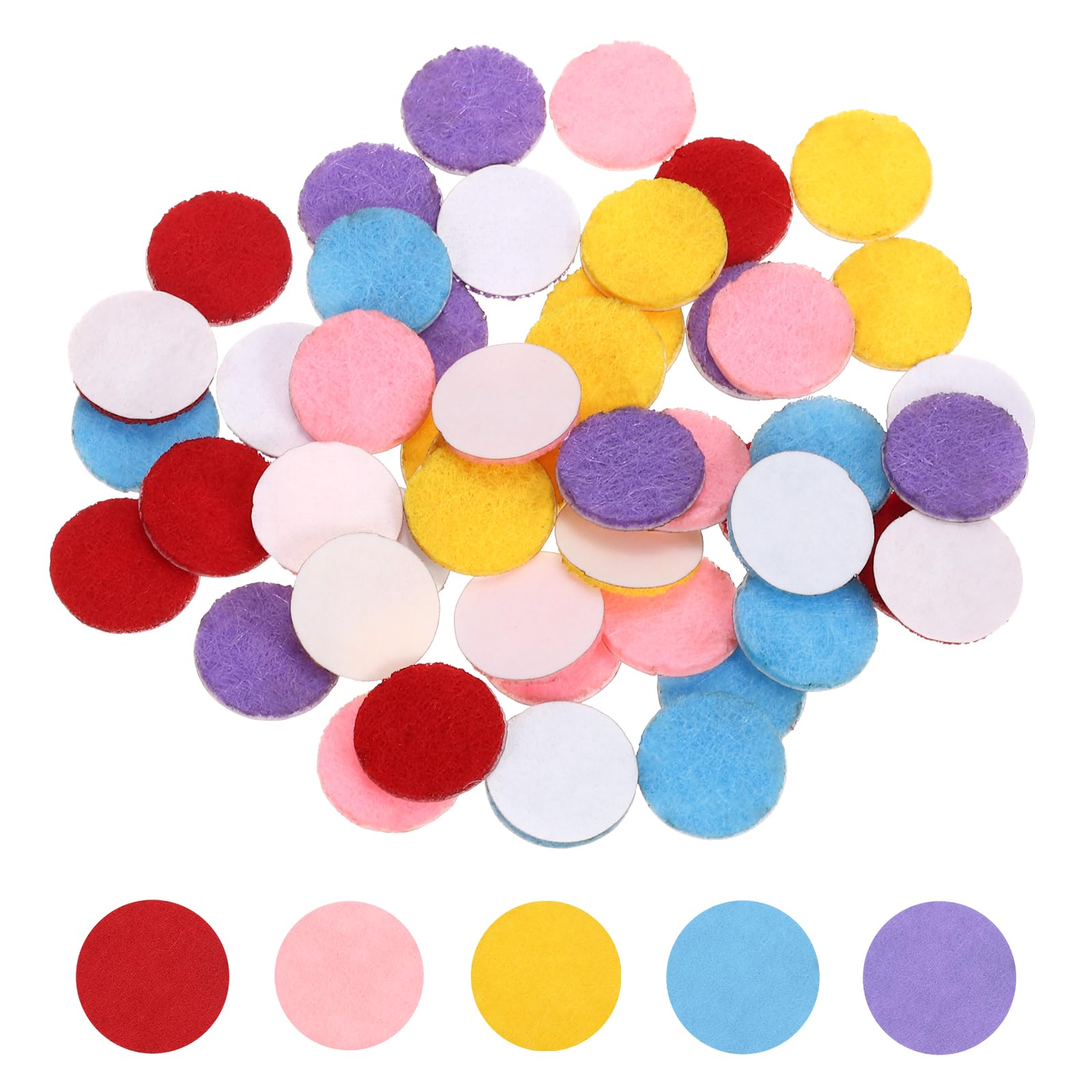 sourcing map 100 Pcs Adhesive Felt Circles, 1/2" Round Non-Woven Felt Pads Stickers Dots Pre Cut for DIY Crafts Sewing Handcraft Costume Holiday Decoration, Red, Pink, Yellow, Sky Blue, Purple โ image 1