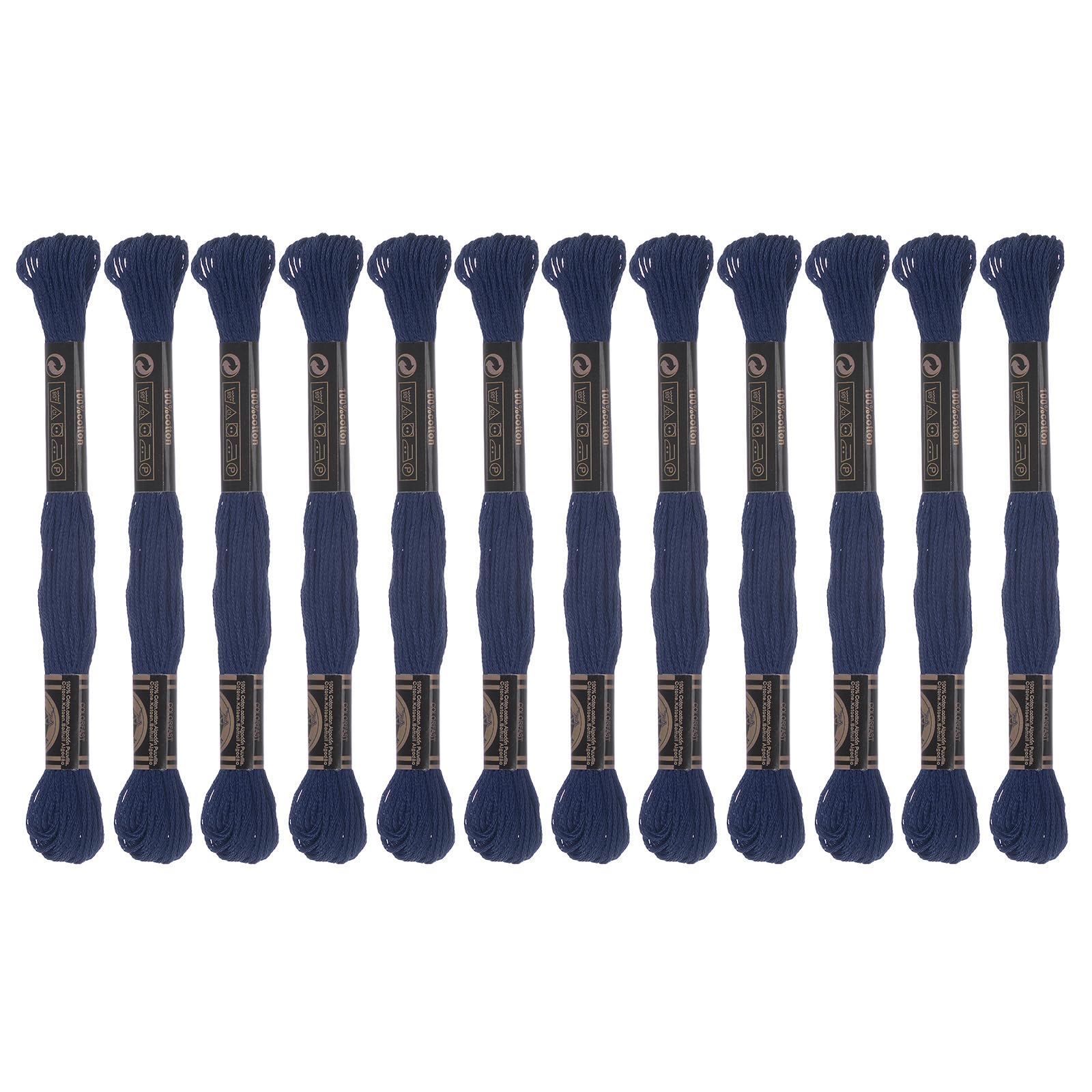 HARFINGTON 12 Skeins Embroidery Floss 8.75yds(8m) Egyptian Long-Staple Cotton Cross Stitch Thread for Sewing DIY Bracelet Yarn String and Crafts, Blue Black(6823)