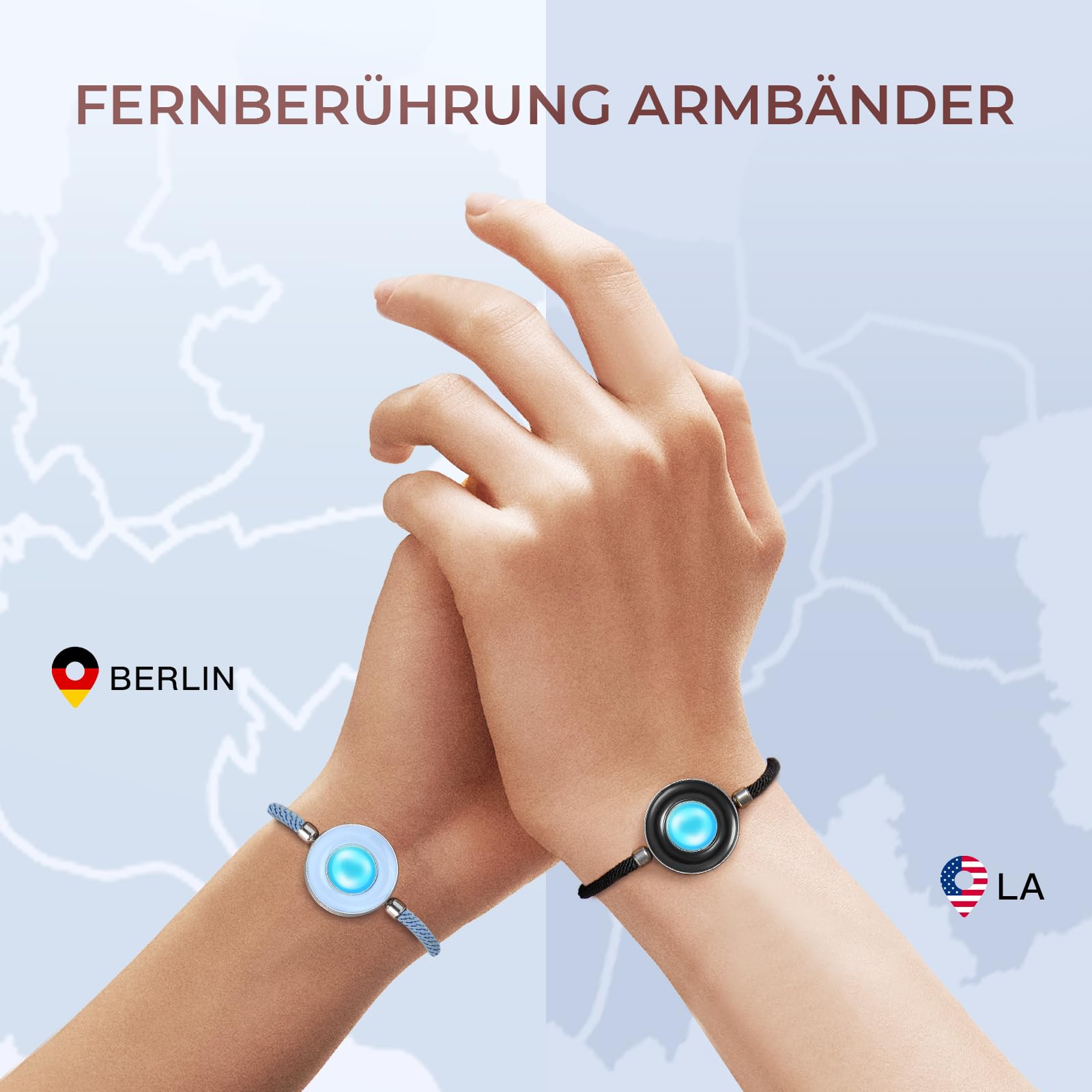 TOTWOO Intelligente Partnerarmbänder für Fernbeziehungen mit App-gesteuerter 1:1-Bluetooth-Kopplung – Romantisches Geschenk mit Leuchten & Vibration bei Berührung