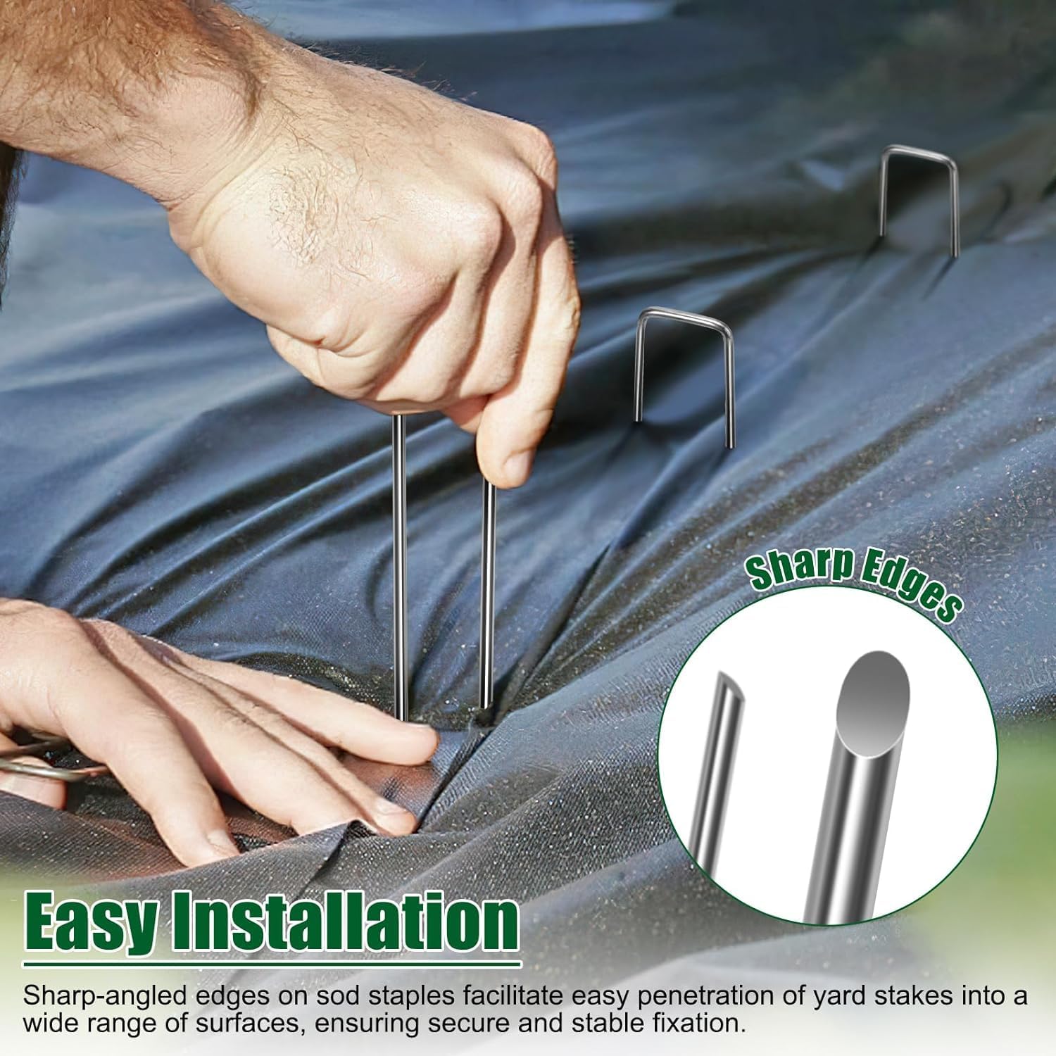 10 Inch Galvanized Landscape Staples Stakes, 12/25/50/100/200pcs Garden Metal Stakes for Weed Barrier Fabric, Fence Stakes, Tent Stakes, Christmas Decorations (200pcs)