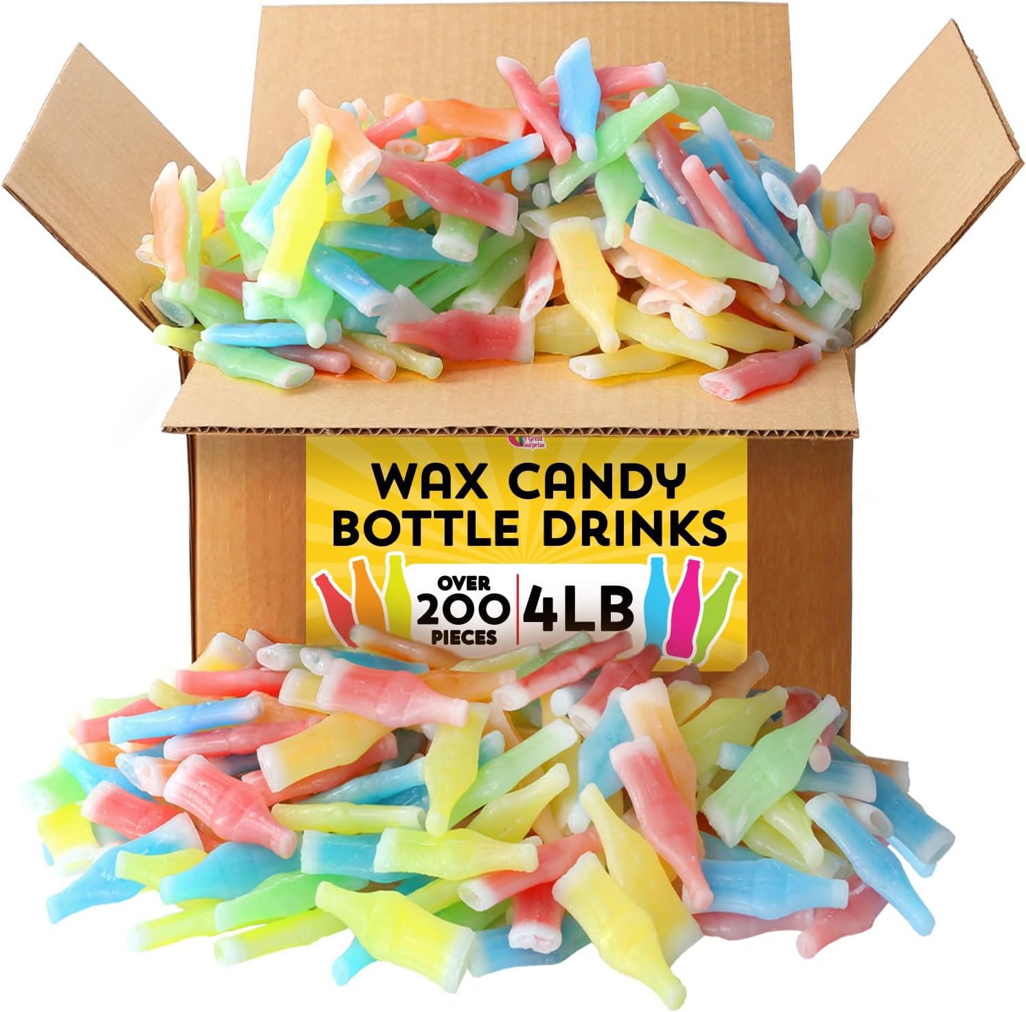Wax Bottle Candy - 4 Pounds - Easter Egg Filler Sweets - Nik L Nip Wax Bottles - 90s Novelty Treats - Candy Drinks