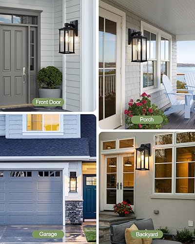 Miniatura 7 de LITFIT Paquete de 2 lámparas para exteriores del anochecer al amanecer, apliques cableados para exteriores con sensor de fotocélula, luces