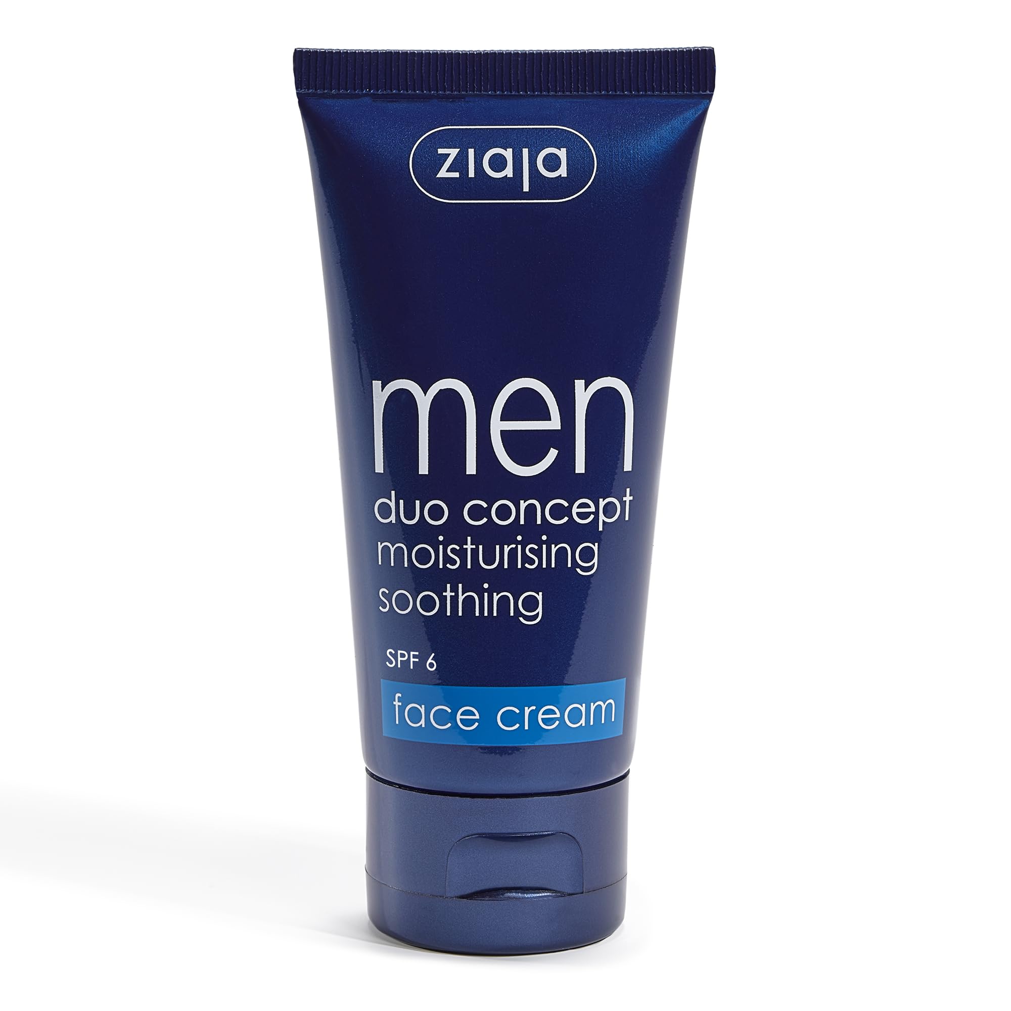Ziaja Men Face Cream SPF 6 with Hyaluronic Acid & Luffa Oil, Daily Moisturiser for Dry & Normal Skin, Lightweight Hydrating Formula, 50ml