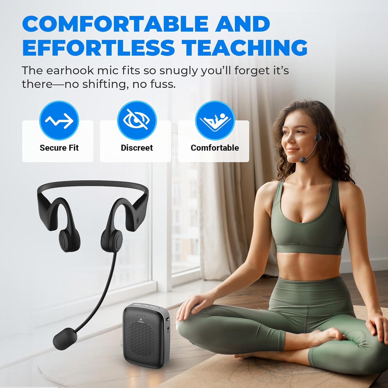 Voice Amplifier with Wireless Earhook Microphone, 15W Portable Mini PA System Megaphone with Easy Bluetooth Mic & Long Battery for Teachers, Tour Guide, Public Speaking, Coach, Elderly - A007 - Image 2