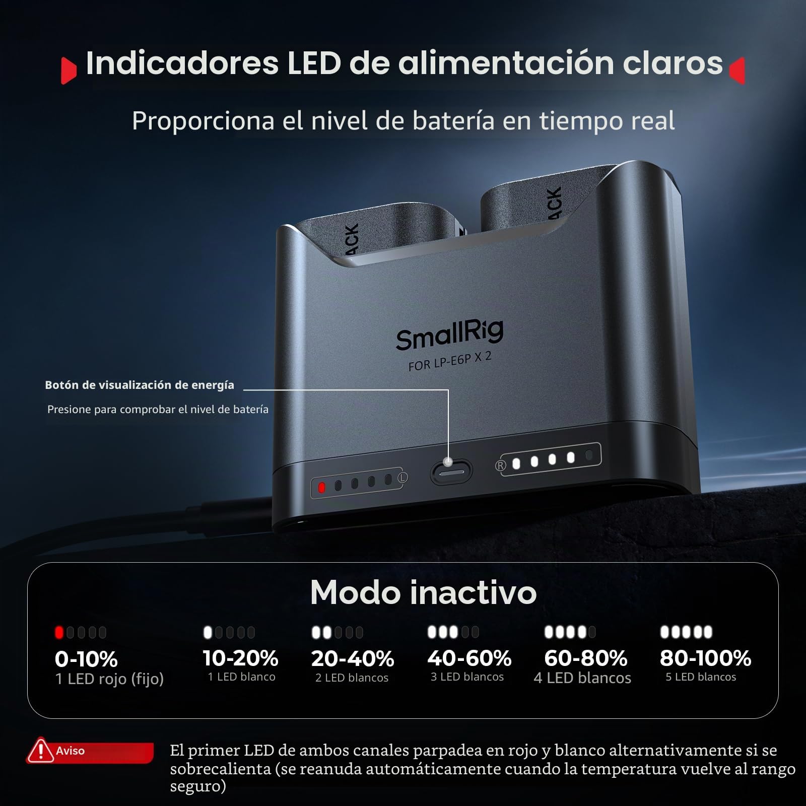 SmallRig Cargador de batería para cámara LP-E6P 5490