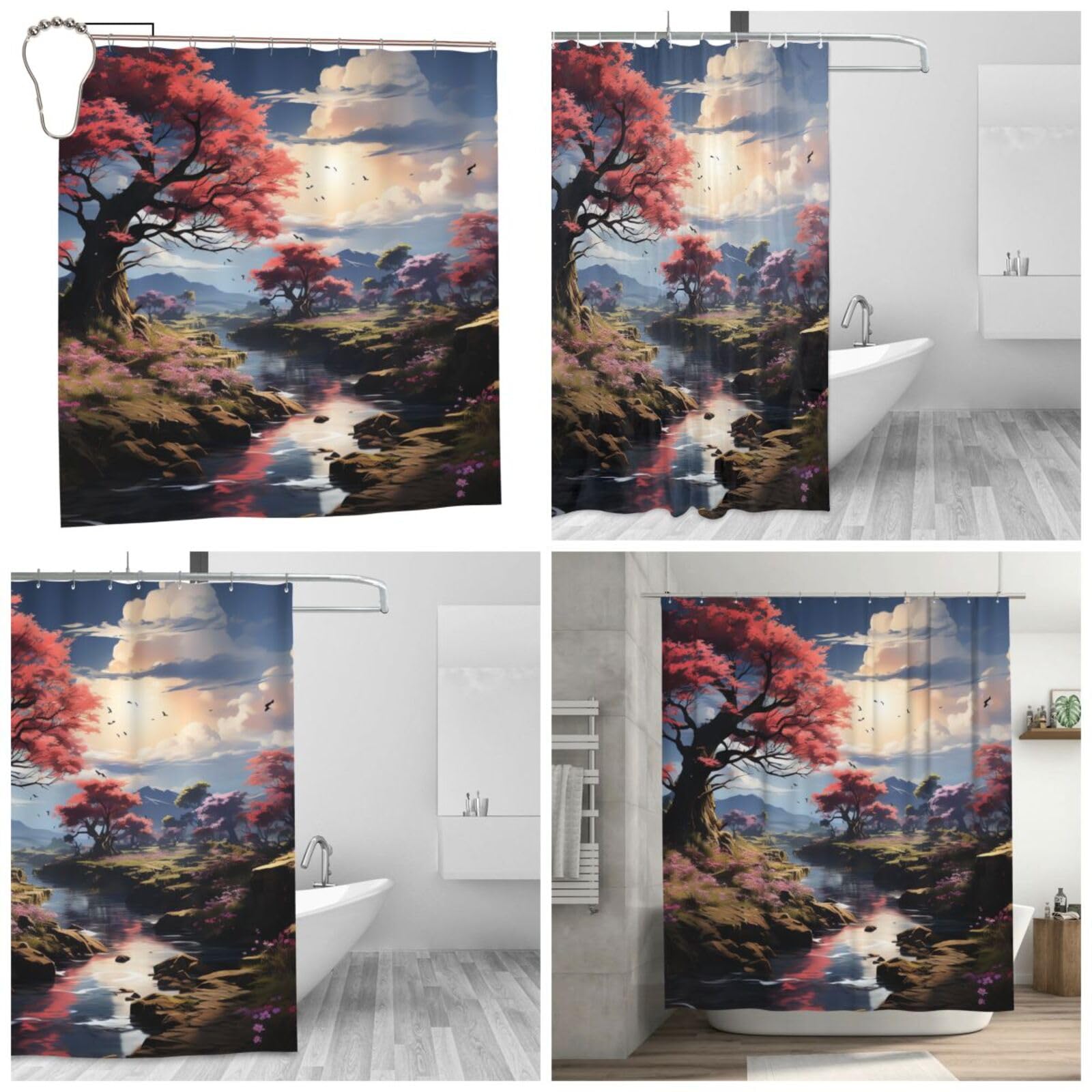 Rideau de douche moderne en microfibre lavable 183 x 183 cm anti-éclaboussures
