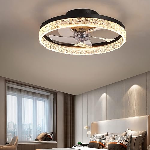 Miniatura 8 de PSHRFANST Ventilador de techo de 19.7 pulgadas con luces, LED regulable de 6 velocidades, cuchillas reversibles con control remoto, ventilador de