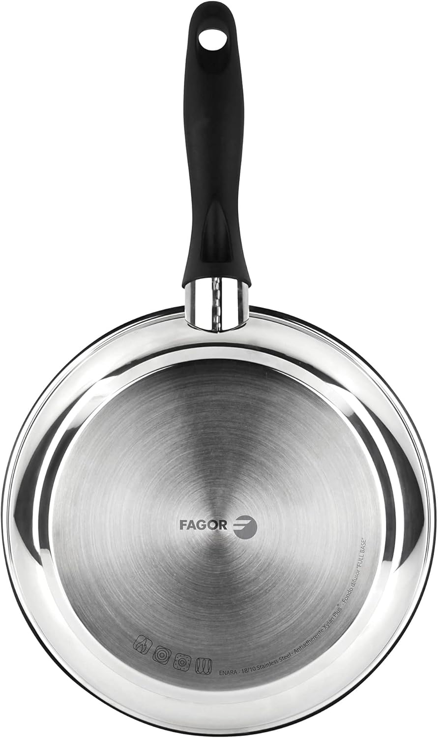 Fagor Enara Set of 3 Induction Frying Pans 18-20-24 cm, Stainless Steel, Non-Stick Coating, Ecological Xylan Plus without PFOA, 3-Layer Diffuser Base, Suitable for All Types of Cookers, Glass Ceramic,