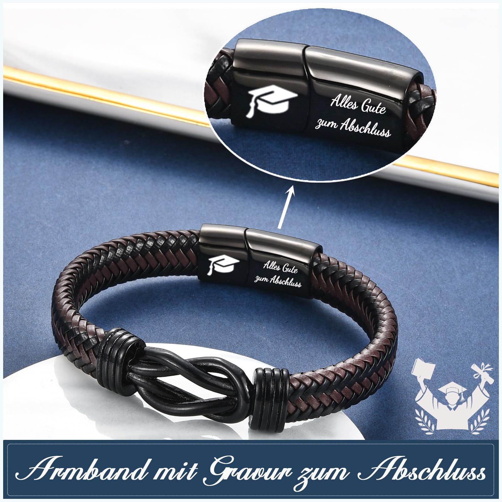 Papa Bruder Sohn Onkel Ehemann Geschenk, Lederarmband mit Gravur für Männer, Geschenke für Bonus Papa Stiefpapa Onkel zum Vatertag für Jungen zum Geburtstag Weihnachten