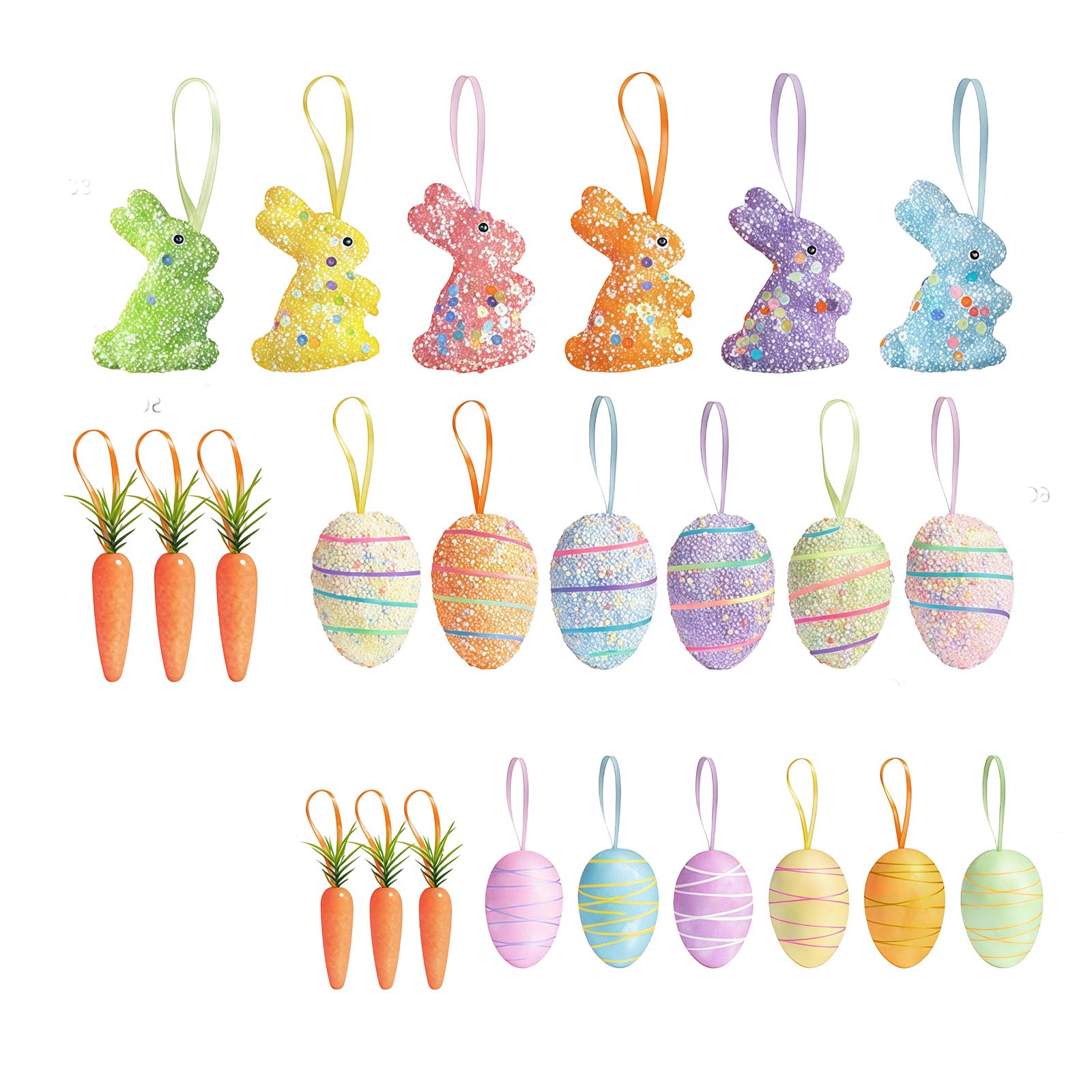Osniyaw E 1 Set Colourful Portabl Easter Ggs Rabbit Carrot Hanging For Festival Rabbit Hangings
