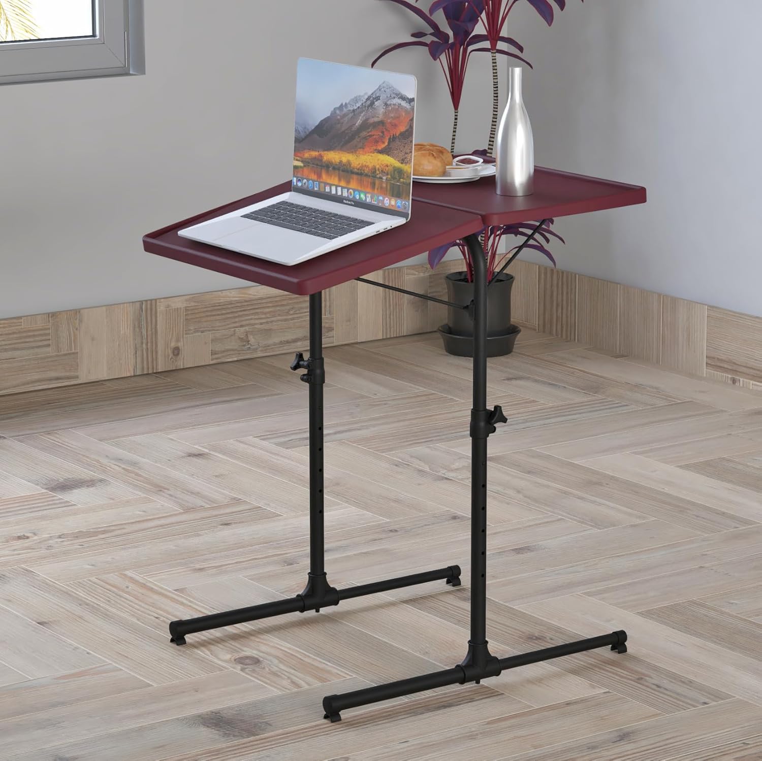 TABLE MAGIC 2.0 Double-Top Multipurpose Laptop Table Mat Finish| Height Adjustable, Foldable, Portable | Work-from-Home Lap Desk (Candy Brown)