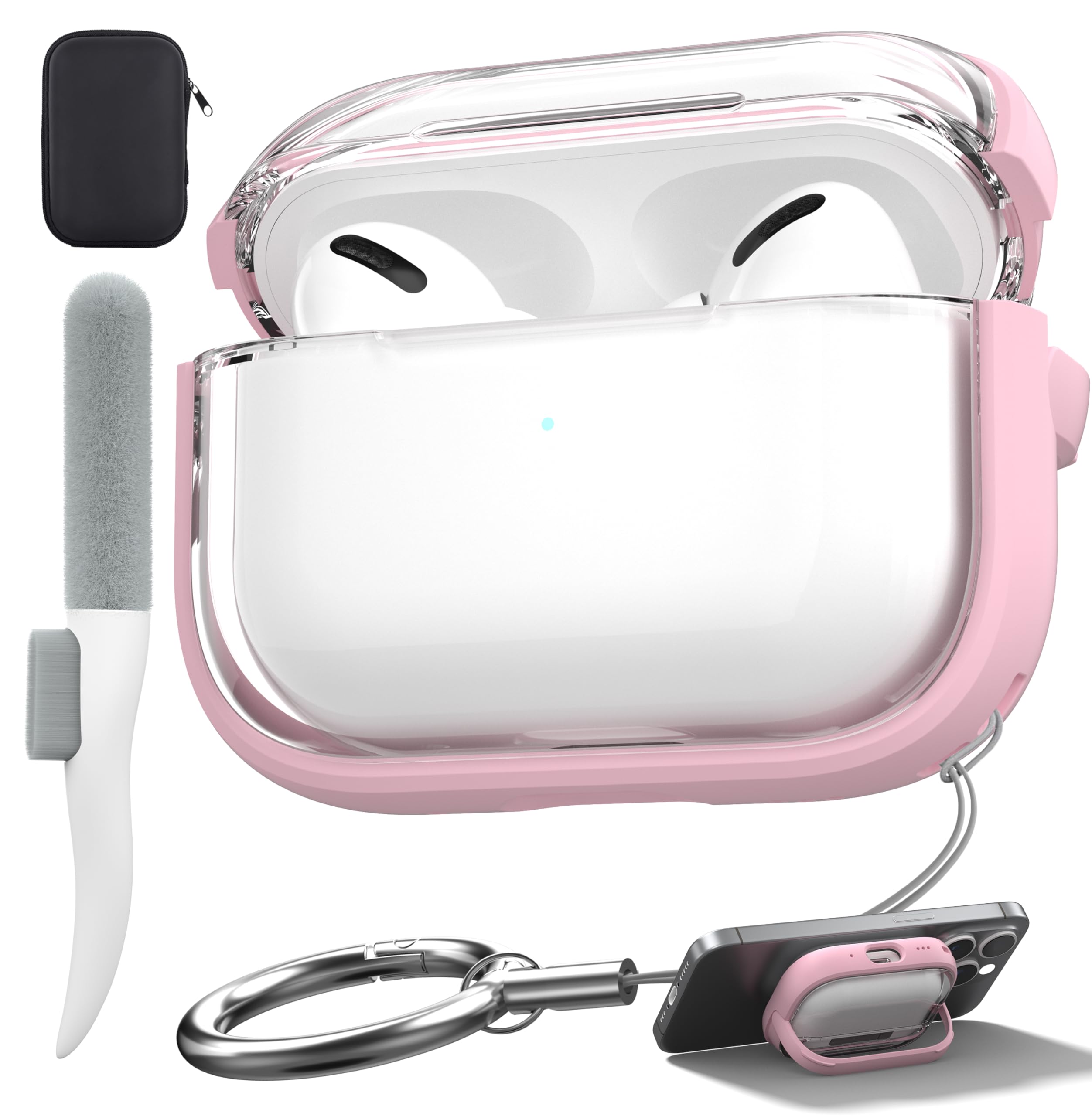 Valkit Compatible AirPods Pro Case - Clear, Lock & Cleaner Kit, Soft Shockproof Protective Case for AirPods Pro Gen 2/1