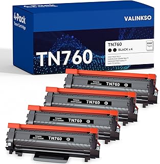 Valinkso TN760 Toner for Brother Printer Replacement for Brother TN760 TN-760 TN 760 TN730 TN-730 TN 730 for MFC-L2710DW DCP-L2550DW MFC-L2750DW HL-L2395DW HL-L2350DW Toner TN-730/TN-760 (4 Black)