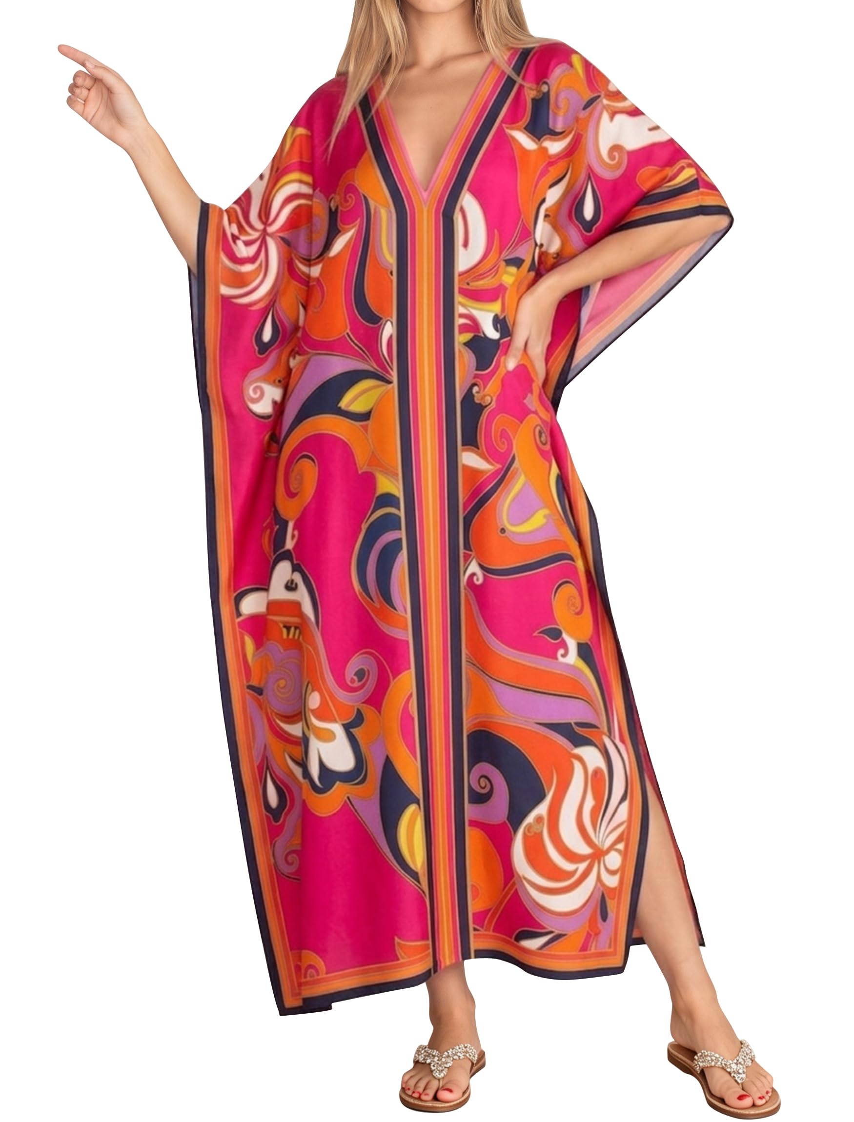 Caftans for Women Batwing Sleeve Kaftan Dresses V Neck Beach Cover Up