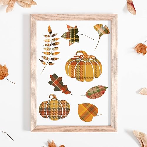 Miniatura 6 de Whaline 60 hojas de papel a cuadros de otoño tamaño A5 de doble cara para hacer tarjetas de cosecha de otoño, manualidades, decoración de álbumes de