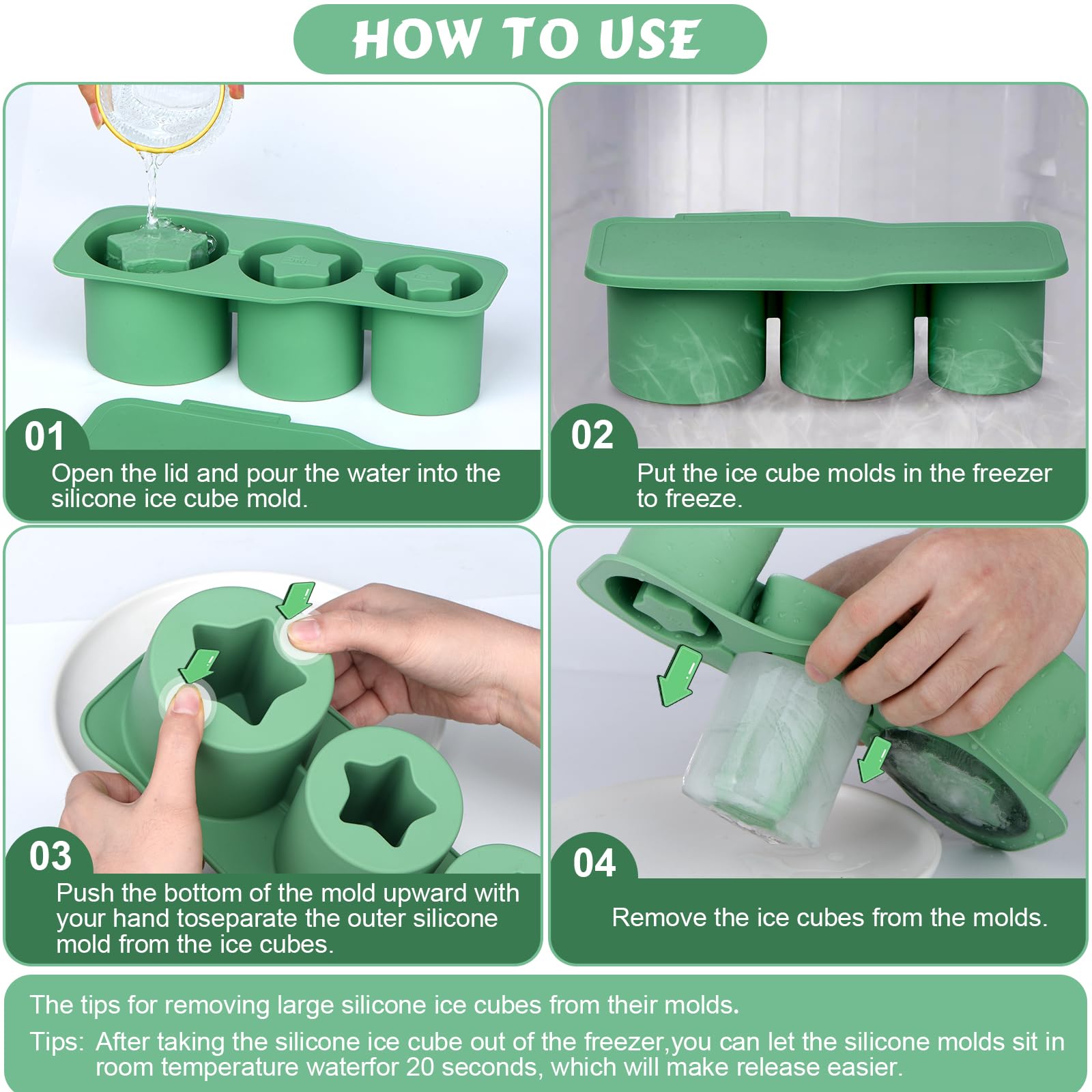 Stampo Cubetti di Ghiaccio Rotondi con Coperchio e Contenitore - Forme