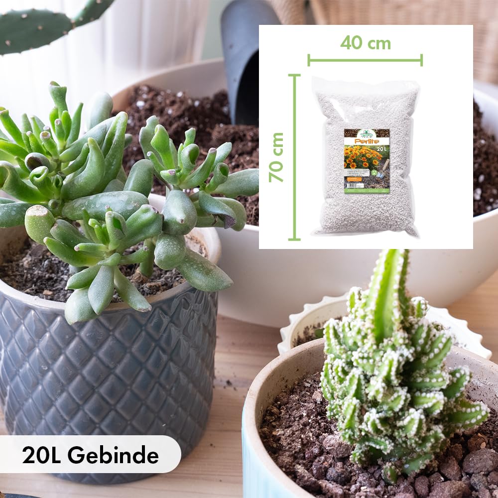 Perlite Premium – Perlit Granulat zur Bodenlockerung für Pflanzen & Blumenerde – Drainage für optimale Belüftung&Wurzelwachstum – ideal für Aussaat, Zimmerpflanzen, Hochbeet & Hydrokultur (20 Liter)